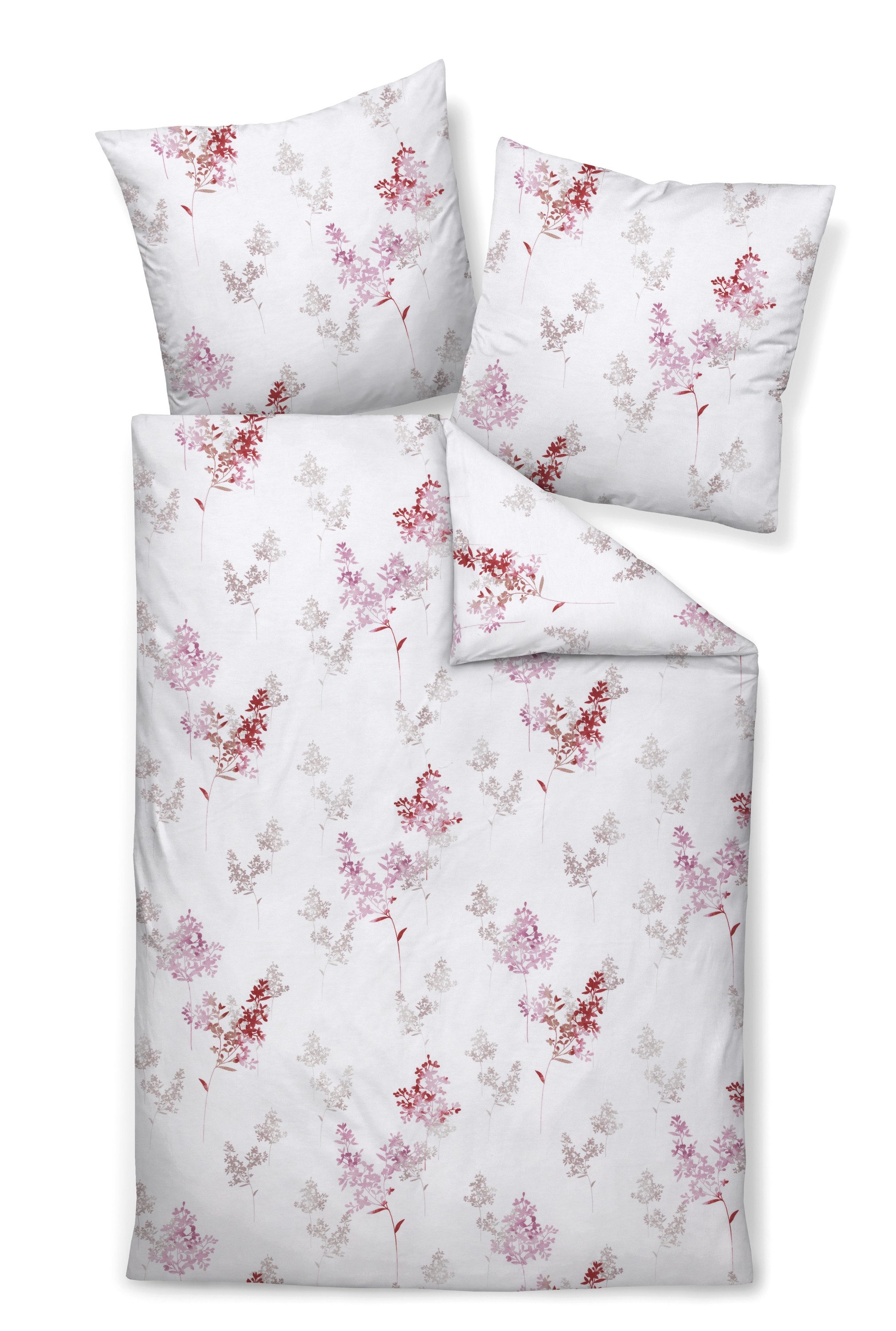 Janine Bettwäsche Edel Baumwolle, Flanell, 2 teilig, filigrane Blütenzweige günstig online kaufen