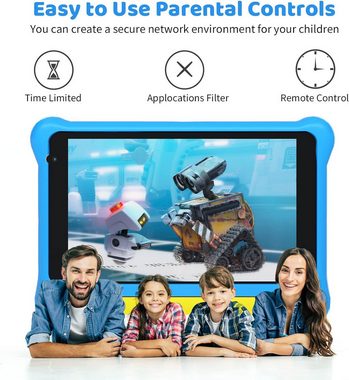 Lville für Kinder, Quad Core 32GB 2500mAh 1024 * 600 HD-Display Tablet (7", 32 GB, Android 12, KIDOZ Vorinstalliert, WiFi, Bluetooth, Doppelkamera Tablet PC)