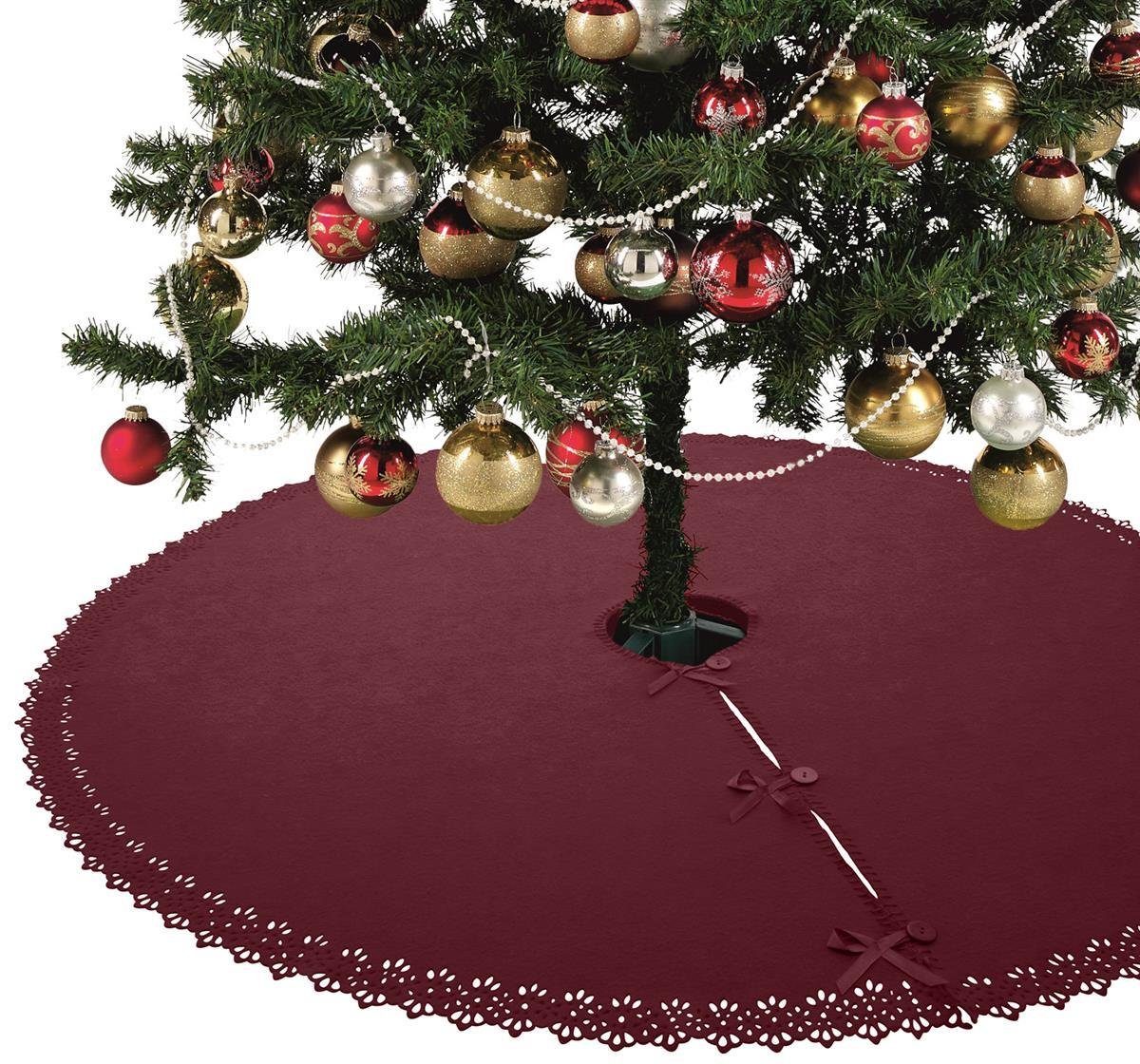 & / Knöpfen Satin-Schleifen, Rund Weihnachtsbaumdecke Baumteppich wometo, mit rot Baumunterlage