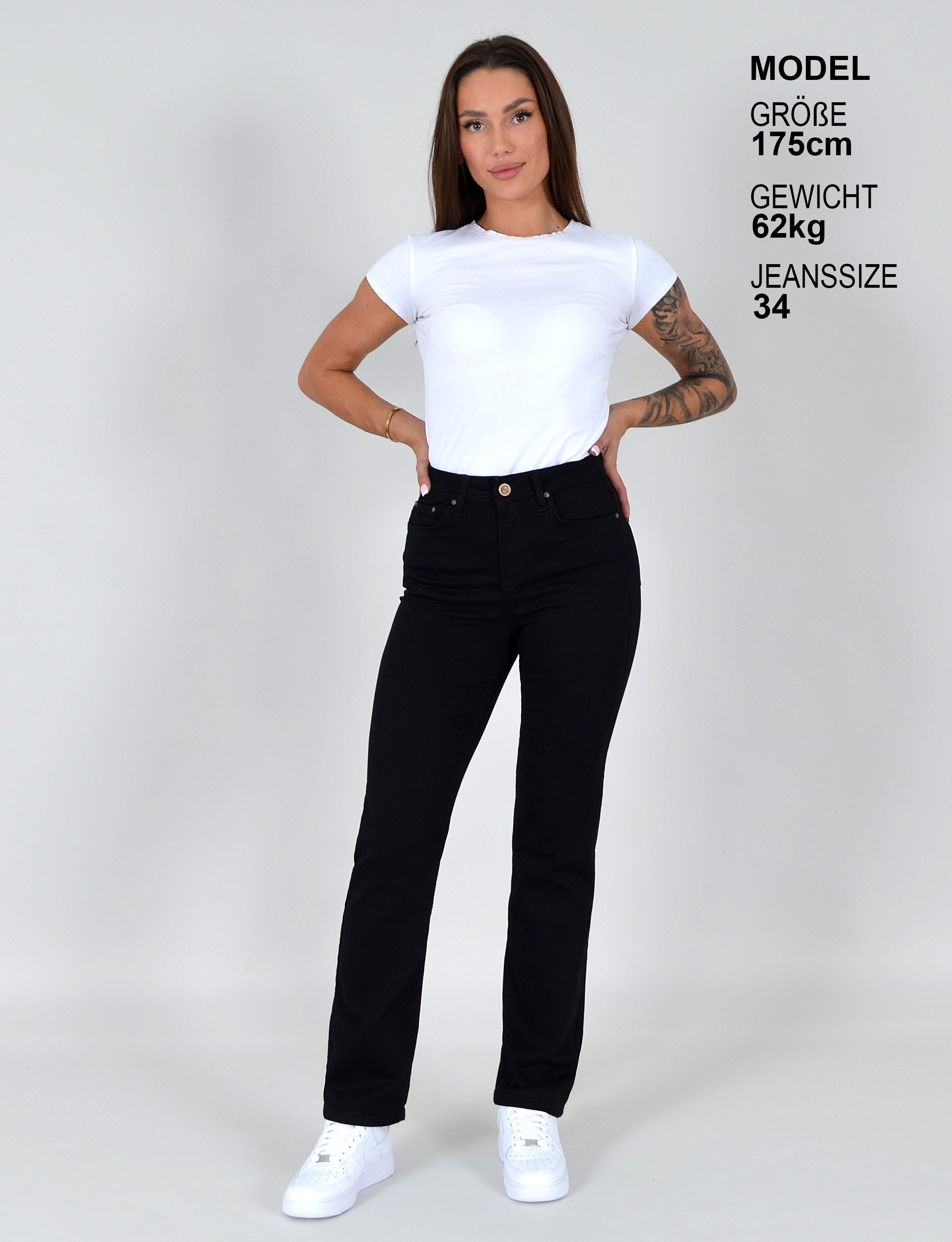 ESRA Straight-Jeans Damen Stretch-Jeans Premium Baumwolle Jeanshose Damen Straight Fit G14 Straight Jeans Damen High Waist Stretch Jeans Damen Regular Hose – Bild 2 von 5