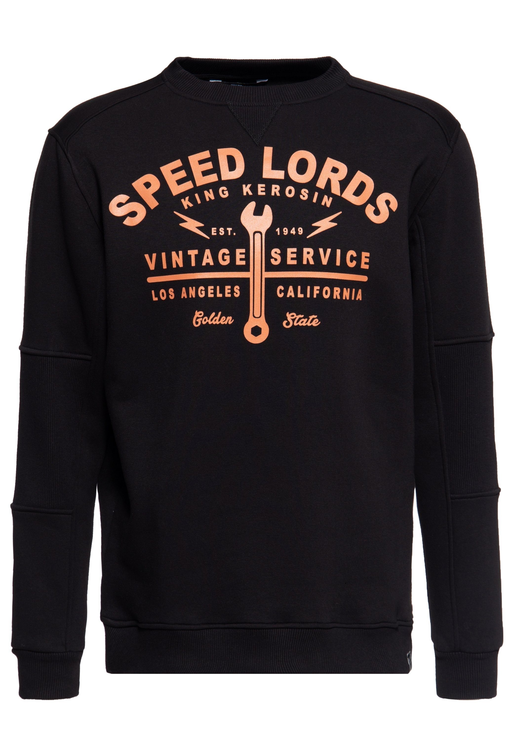KingKerosin Sweater Speed Lords 1949 mit Kontrast Vintage Frontprint