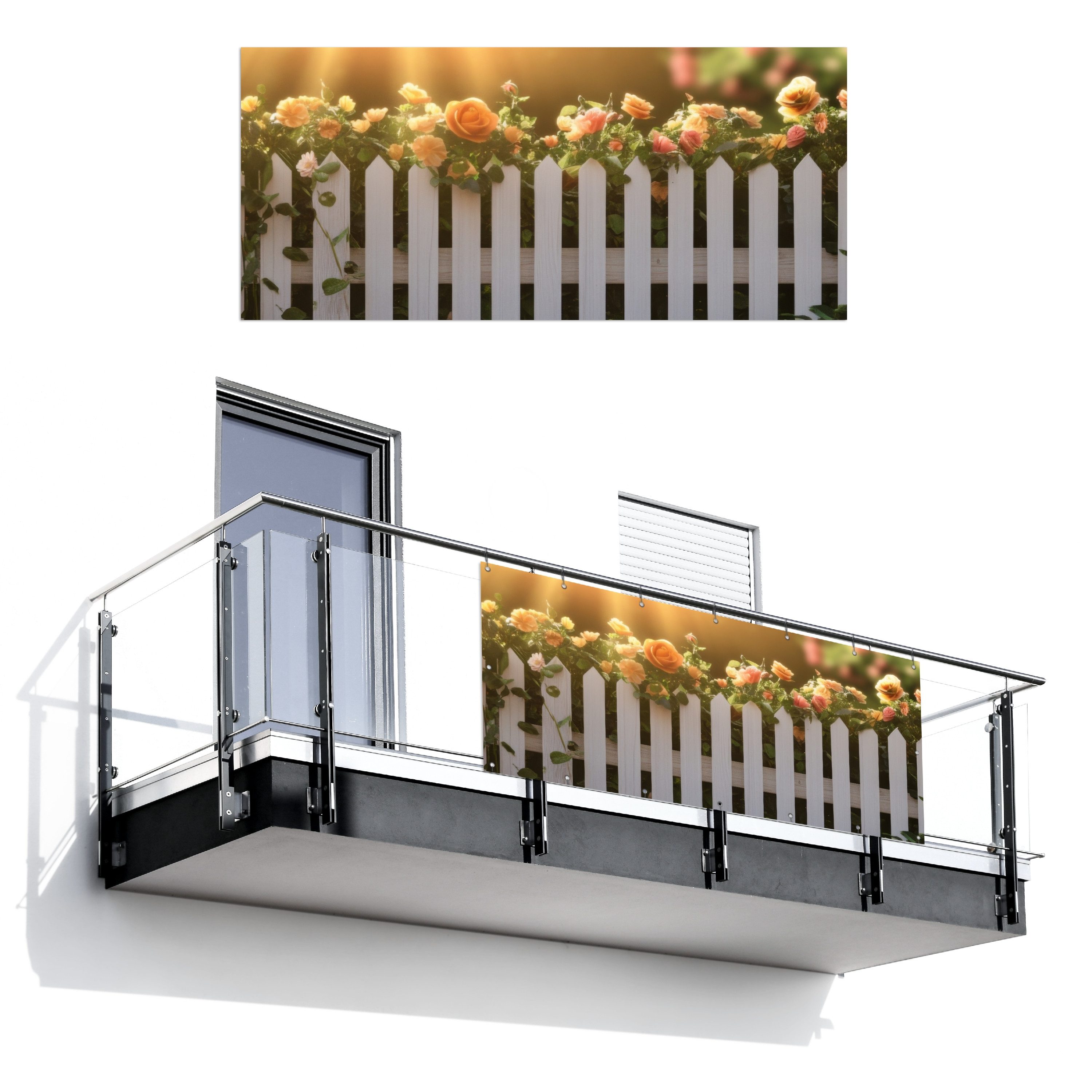 MuchoWow Balkonsichtschutz Rosen - Zaun - günstig online kaufen