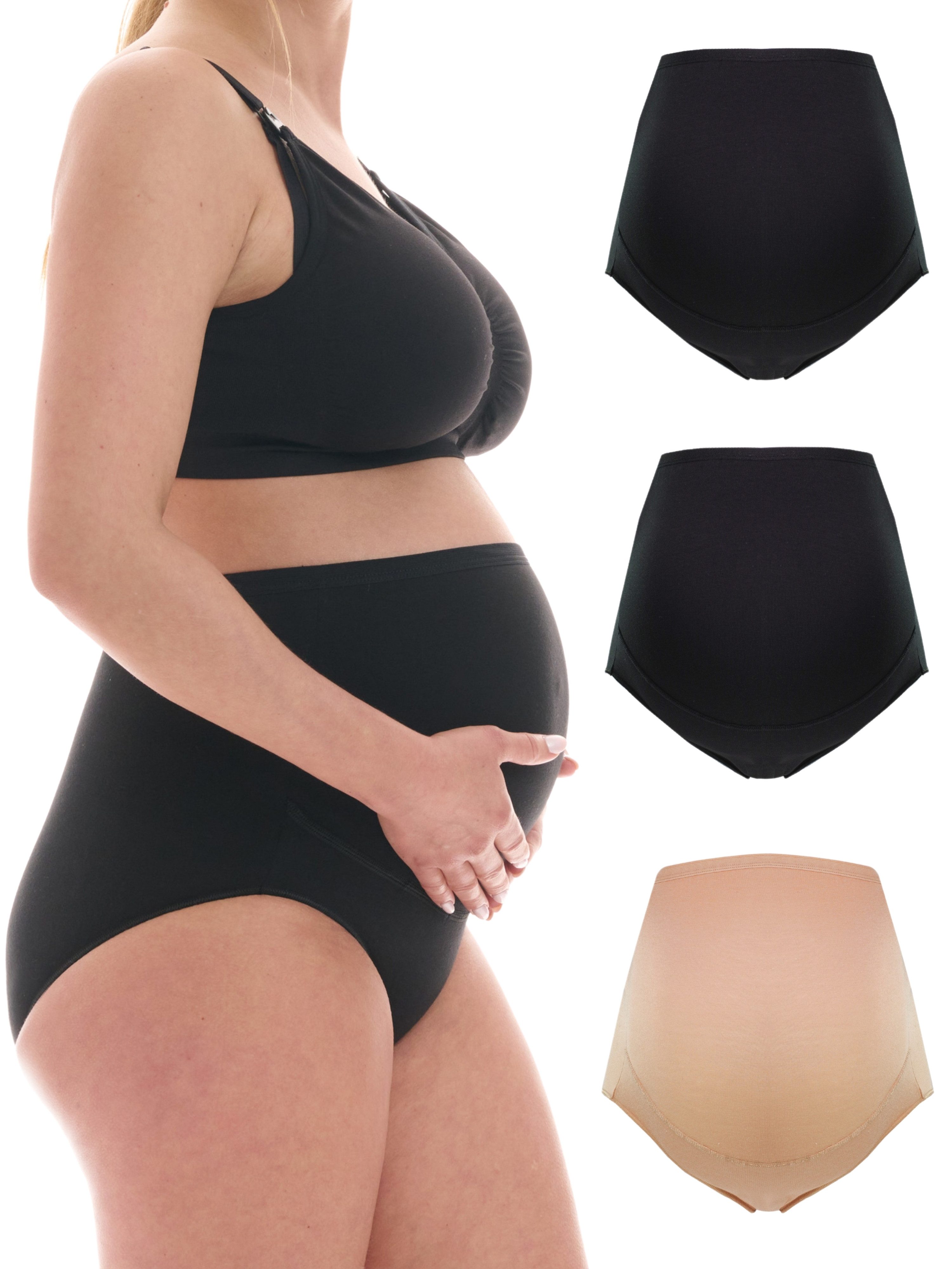 Herzmutter Umstandsslip 3er-Pack - Überbauchslip-Schwangerschaftsslip - Baumwoll-Mix