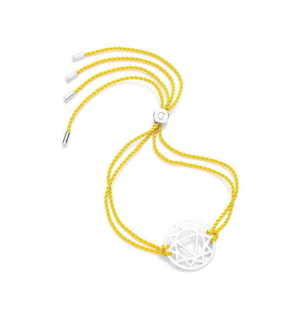 Daisy London Armband Silver Solar Chakra Yellow, aus 925er Sterling-Silber und Textil, Zugband, Gelb