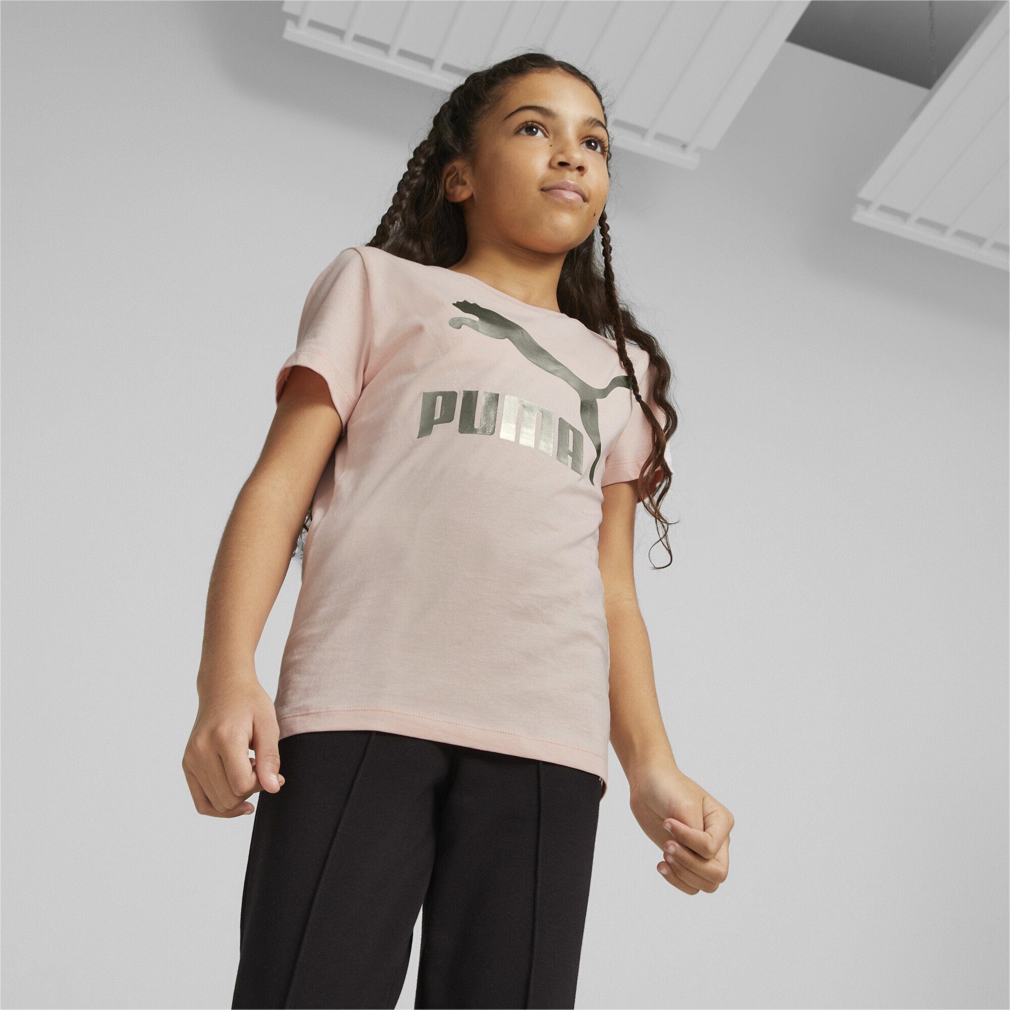 PUMA T-Shirt Classics Logo Mädchen Pink Rose T-Shirt Dust