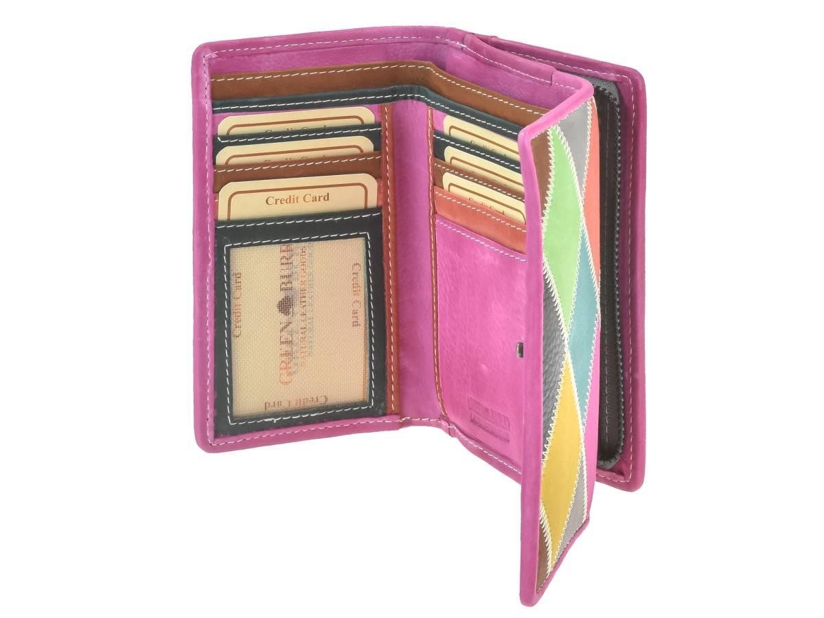 Greenburry Geldbörse "Candy Shop" Portemonnaie Leder bunt 14x9cm, mit 11 Kartenfächern und Reißverschluss-Münzfach