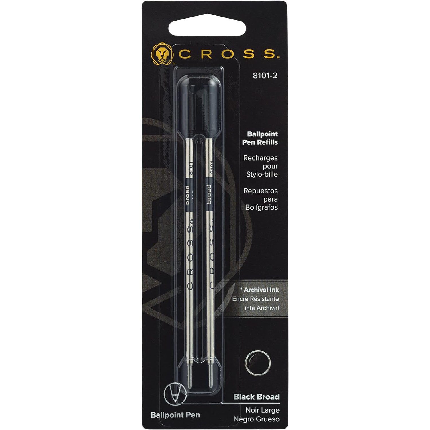 CROSS-USA Kugelschreibermine CROSS Kugelschreiberminen Standard schwarz, breit, 2 Stück im Blister