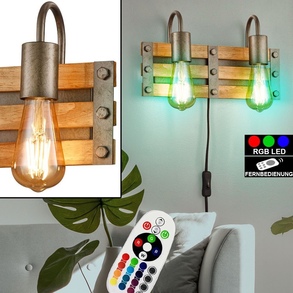 etc-shop LED Wandleuchte, Leuchtmittel inklusive, Warmweiß, Farbwechsel, Retro Wand Leuchte DIMMBAR Wohn Schlaf Zimmer