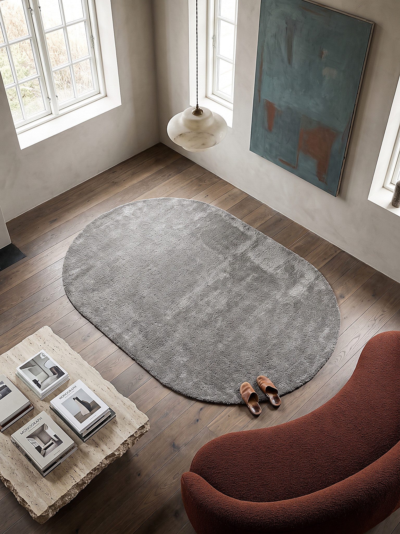 KADIMA DESIGN Teppich ALDAN Hochflorteppich Grau 140x200 Uni Polyester Antirutsch Wohnzimmer, Oval, Höhe: 17 mm, Trittschalldämmend, Strapazierfähig, Pflegeleicht, Farbecht