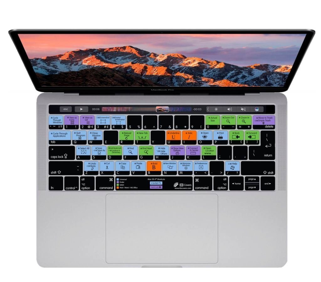 KB COVERS KB Covers Tastatur-Abdeckung MacOS Shortcuts Hotkeys Deutsch  QWERTZ Layout Schutz-Cover Hülle Passend für Apple MacBook Pro 13" 15" ab  2016 / MacBook 12" / Magic Keyboard Apple-Tastatur (Tastaturskin)