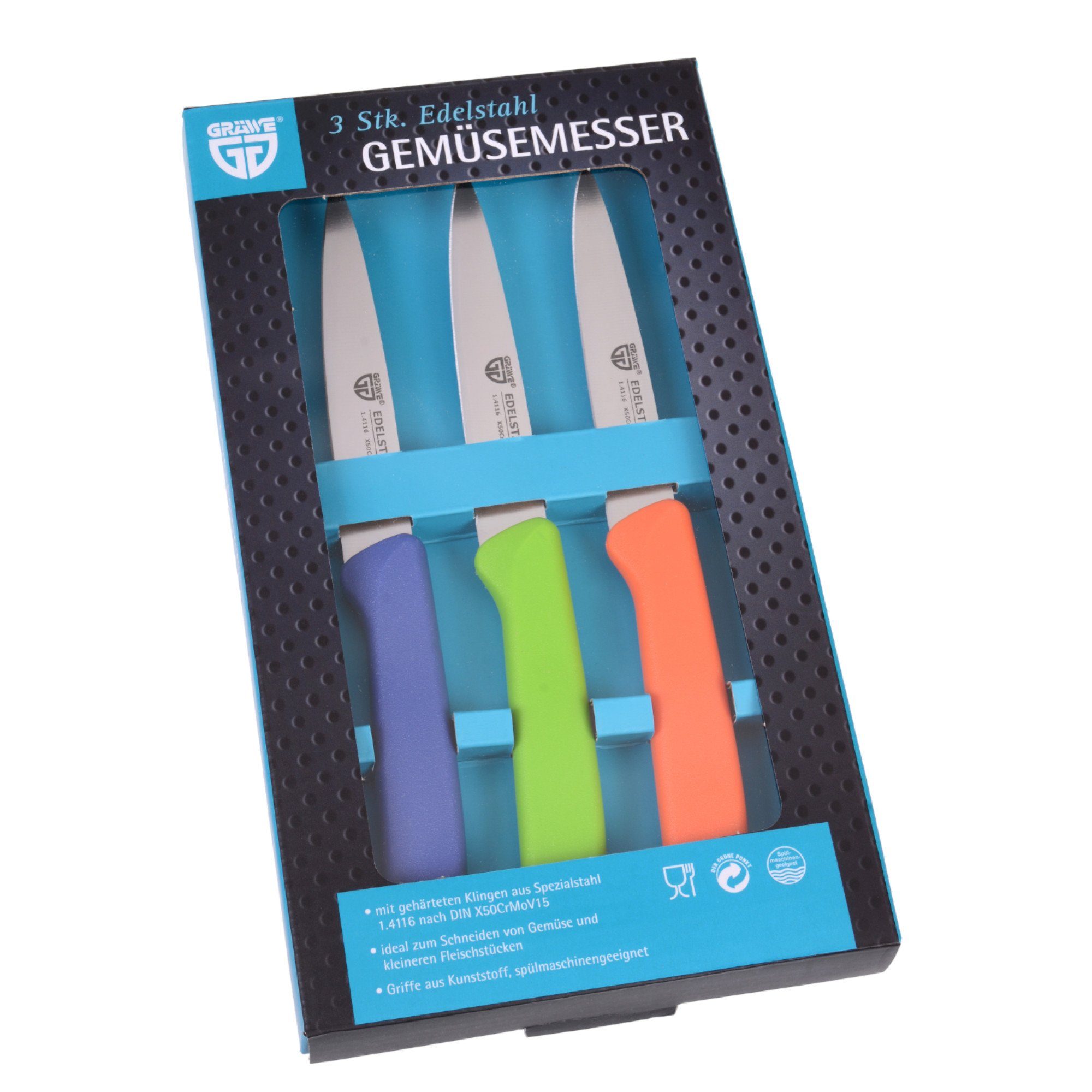 GRÄWE Allzweckmesser GRÄWE Gemüsemesser 3 Stück, Edelstahl