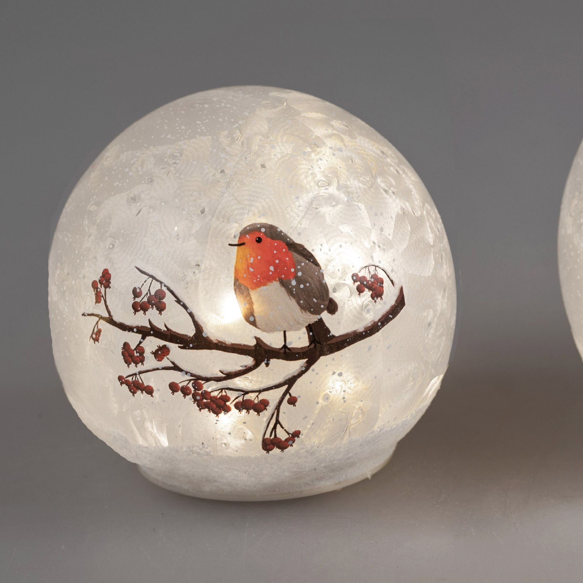 formano Dekokugel Winterzeit, Mit Timerfunktion, Weiß, Motiv: Vogel günstig online kaufen