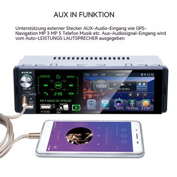 Hikity 4 Zoll kapazitiver Touchscreen Single DIN Autoradio mit Kamera Autoradio (Steuerung über das Lenkrad, Two USB / AUX-In / SD Card)