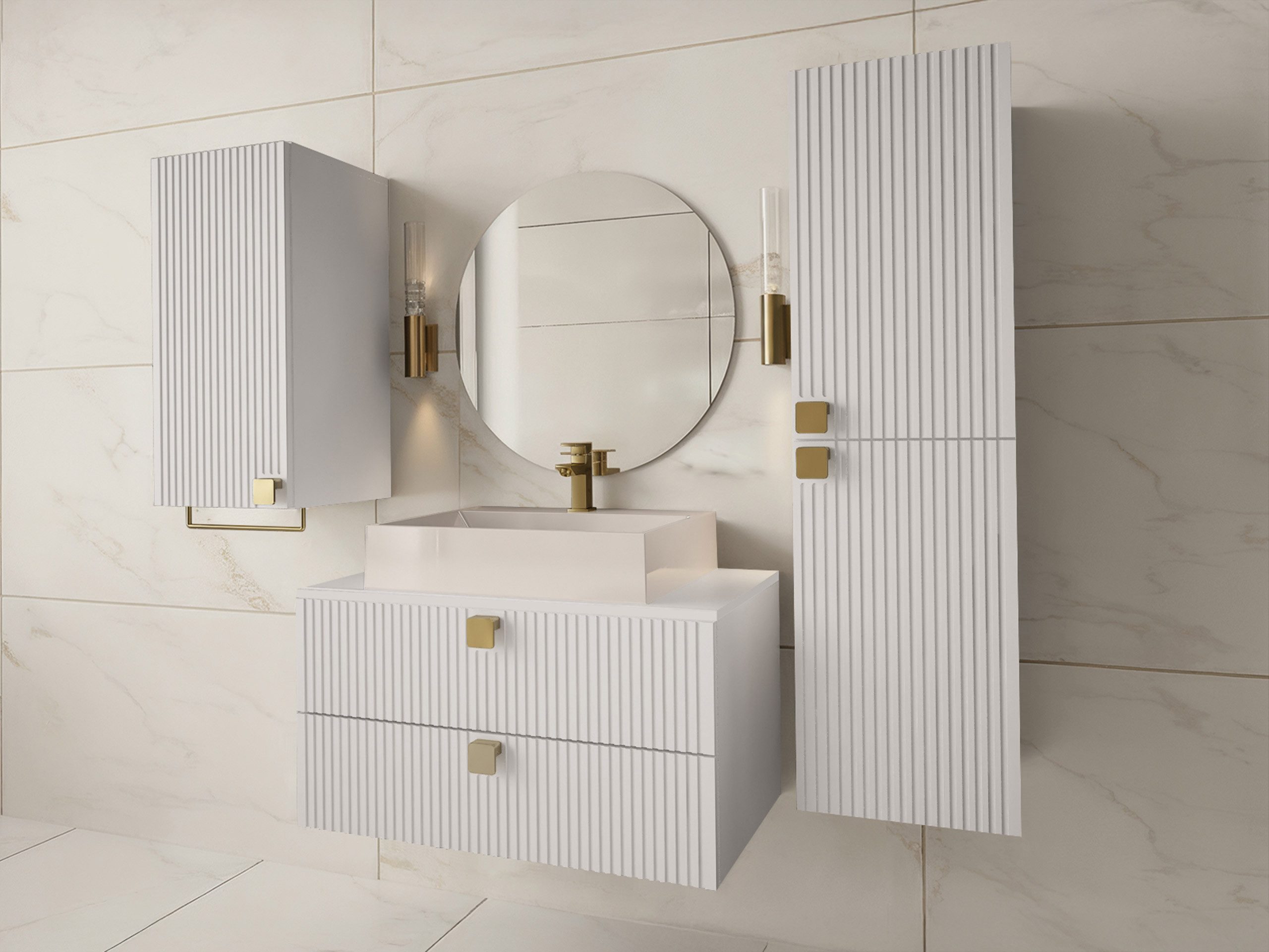 MIRJAN24 Badmöbel-Set Gariano I, (4er-Set, mit Siphon, Waschbecken, 2x Bade günstig online kaufen