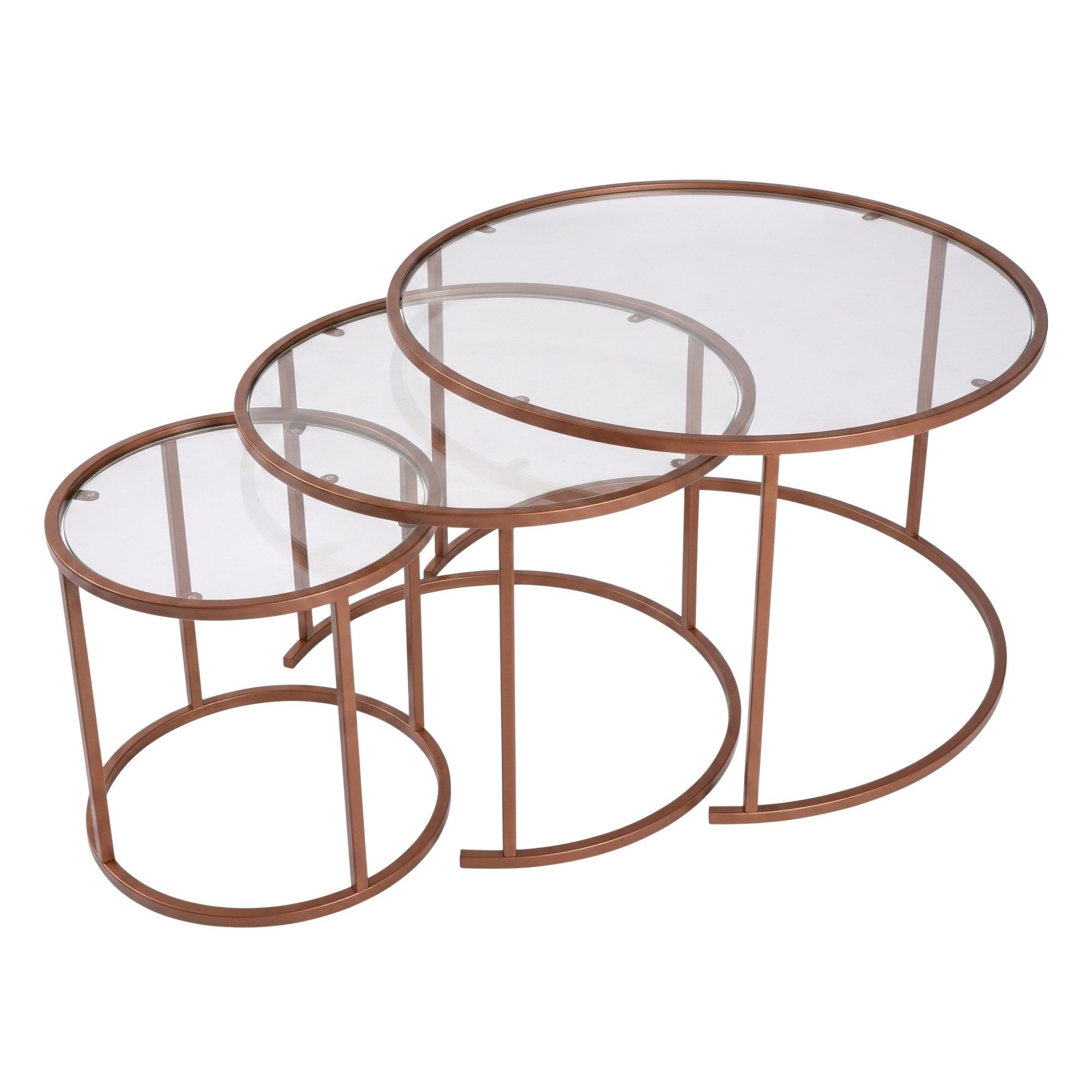 Skye Decor Couchtisch Japandi (3-St., 3-teilig), 3-teiliges Design mit gehärteter Glasplatte und Metallgestell