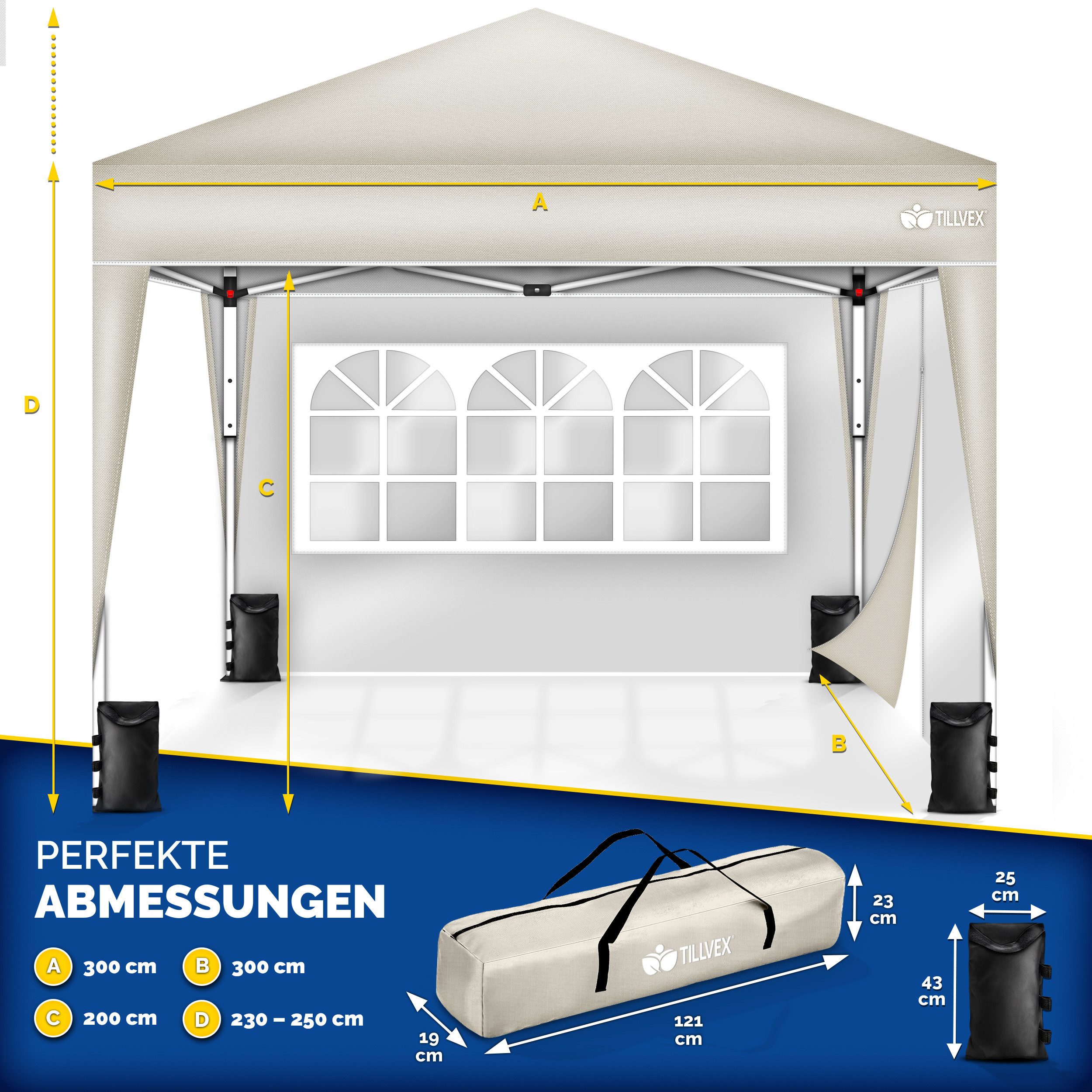 tillvex Faltpavillon tillvex® Pavillon 3x3m Wasserdicht günstig online kaufen
