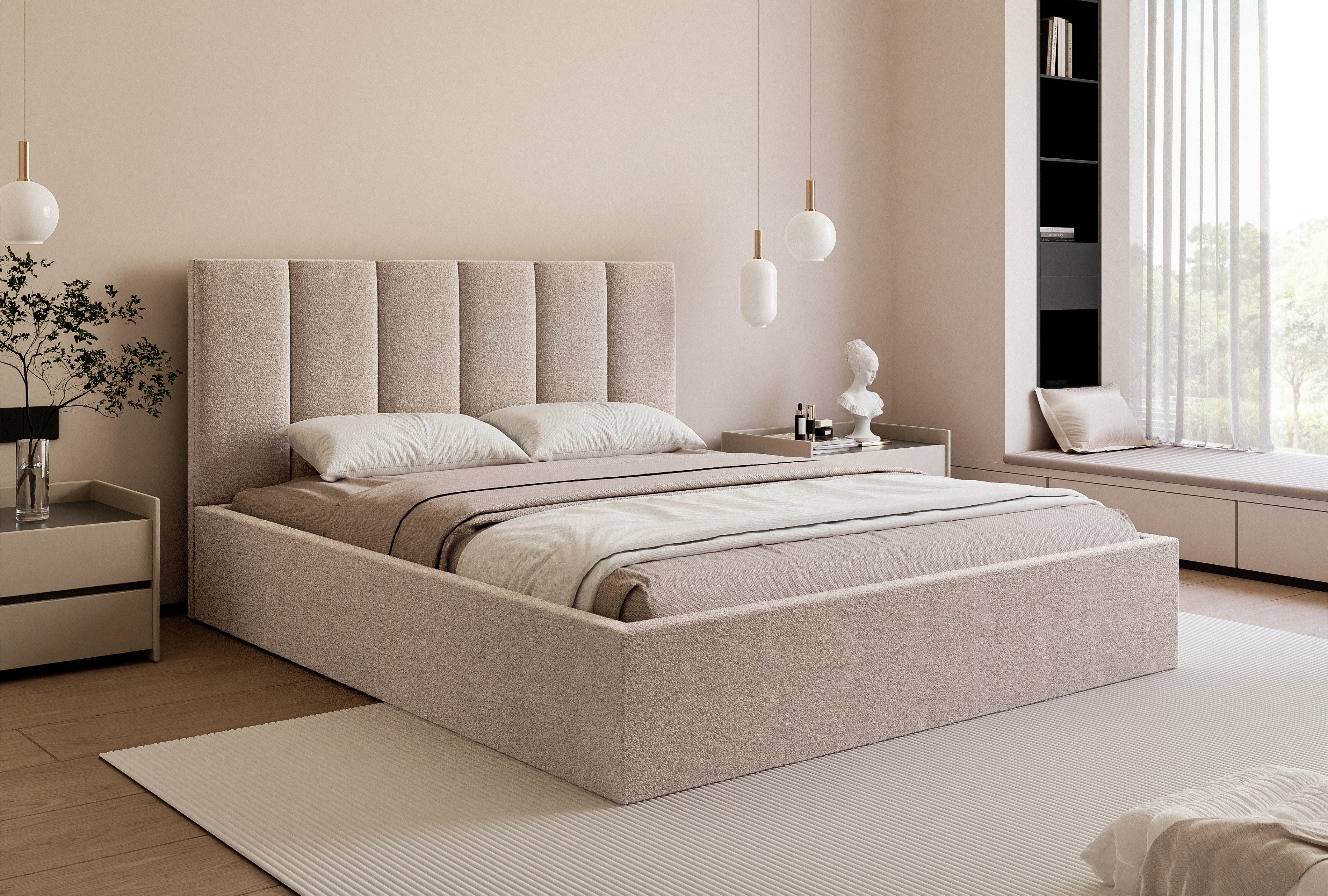 Goldstoff Polsterbett Polsterbett mit Stauraum und günstig online kaufen