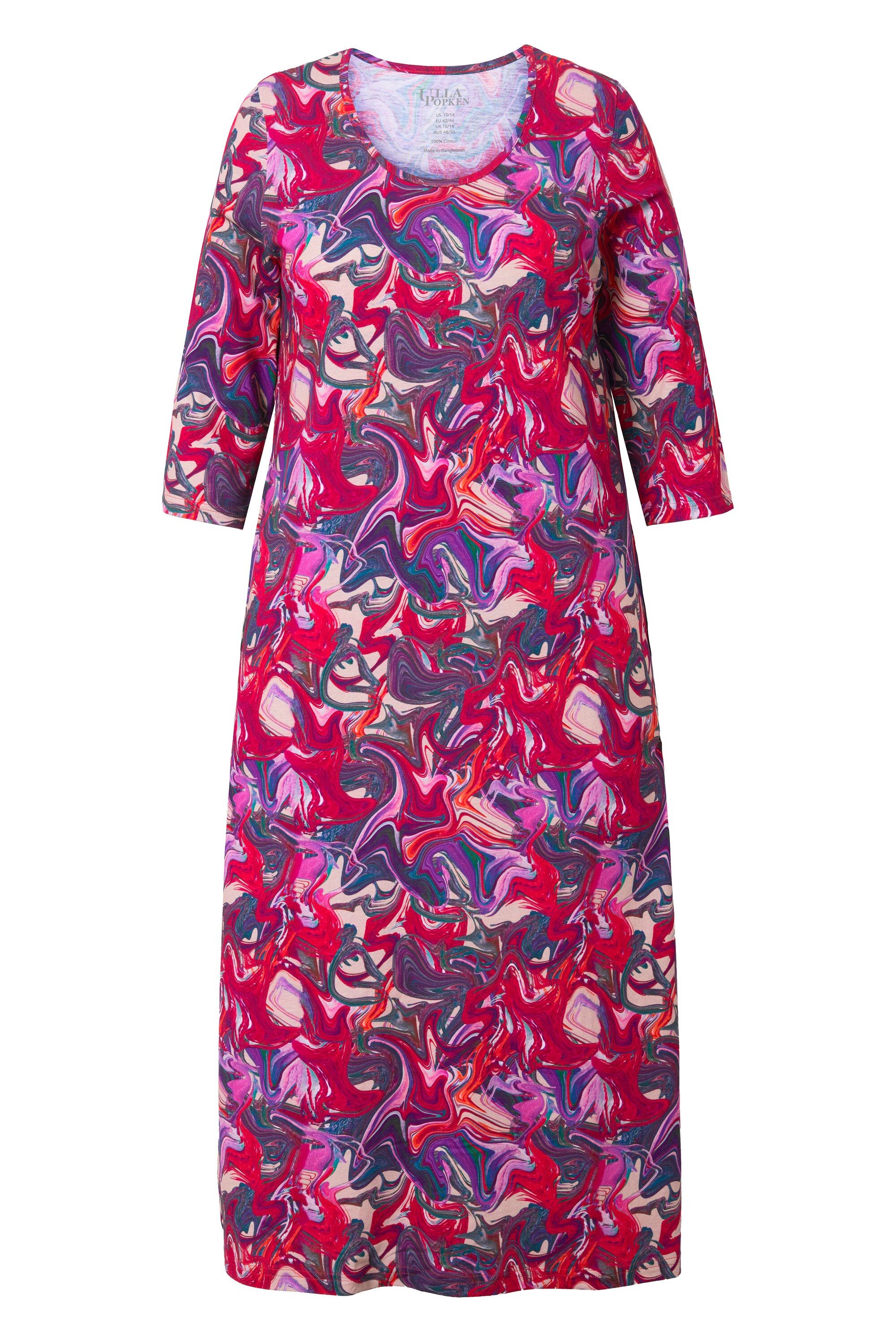 Ulla Popken Maxikleid Jerseykleid A-Linie Rundhals günstig online kaufen