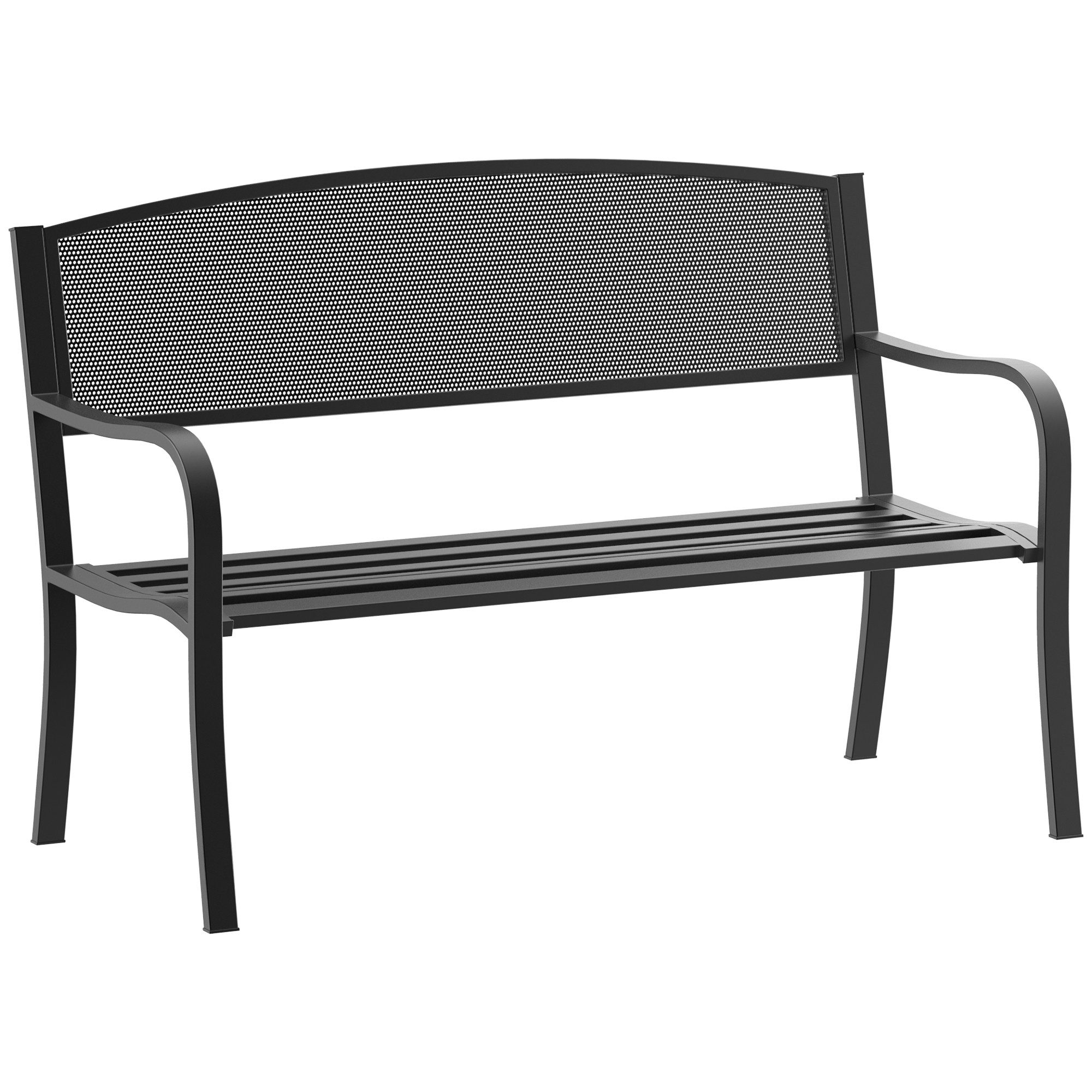 MC Star Gartenbank Gartenbank Sitzbank Parkbank 2-Sitzer Garten Stahl Schwarz (B127 x T60 x H87cm)