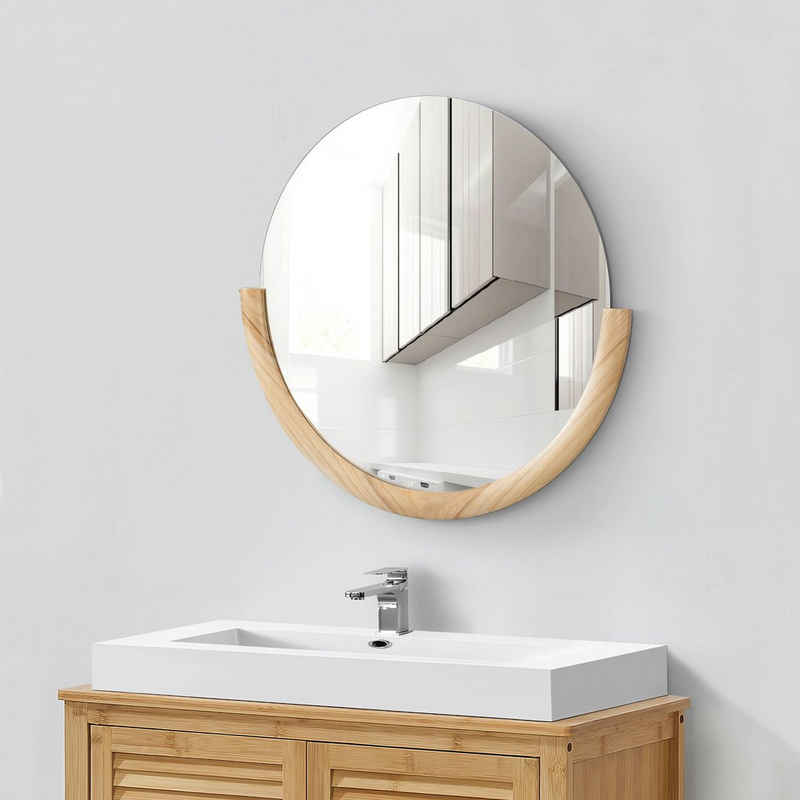 en.casa Wandspiegel, »Atri« Spiegel natur 61x64 cm aus Eukalyptusholz