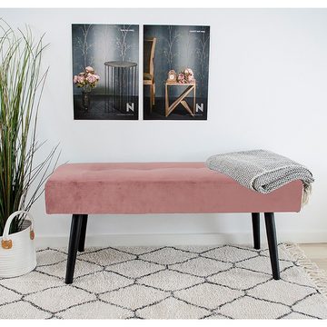 House Nordic Sitzbank Skiby Bench – Bank aus Samt, rosa mit schwarzen Beinen, HN1214, 100...