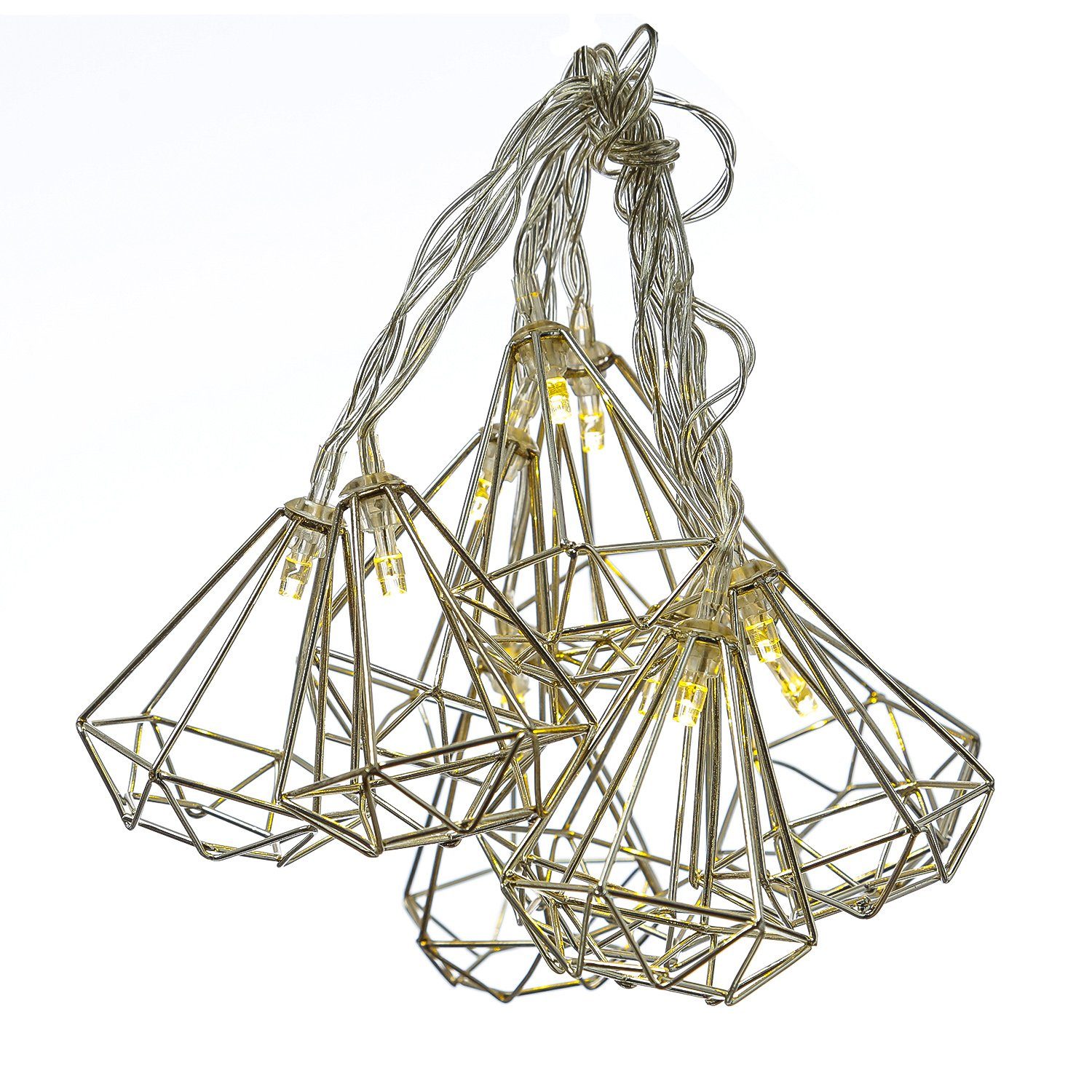 MARELIDA LED-Lichterkette LED Deko Lichterkette DIAMANT 10 kleine beleuchtete Rubine 1,6m silber, 10-flammig – Bild 2 von 5