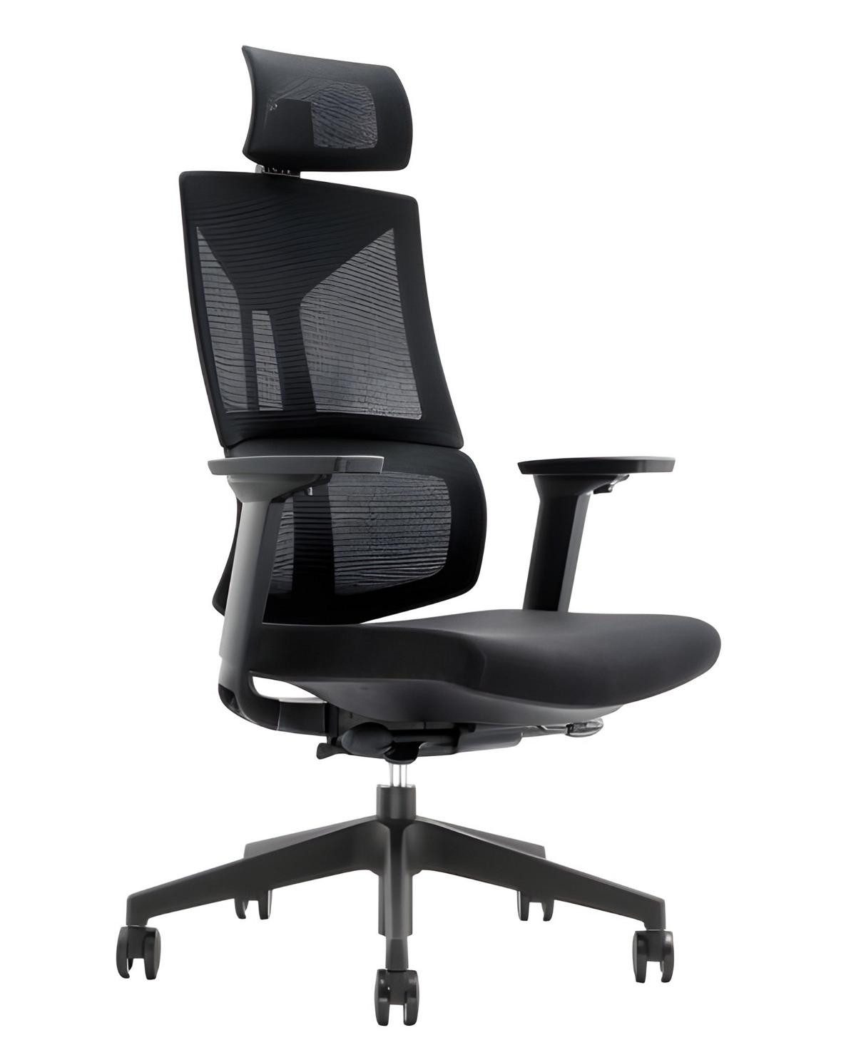 JVmoebel Bürostuhl JVMoebel schwarzer Designer Drehstuhl mit ergonomischer Kopfstütze (1 St), Made in Europa