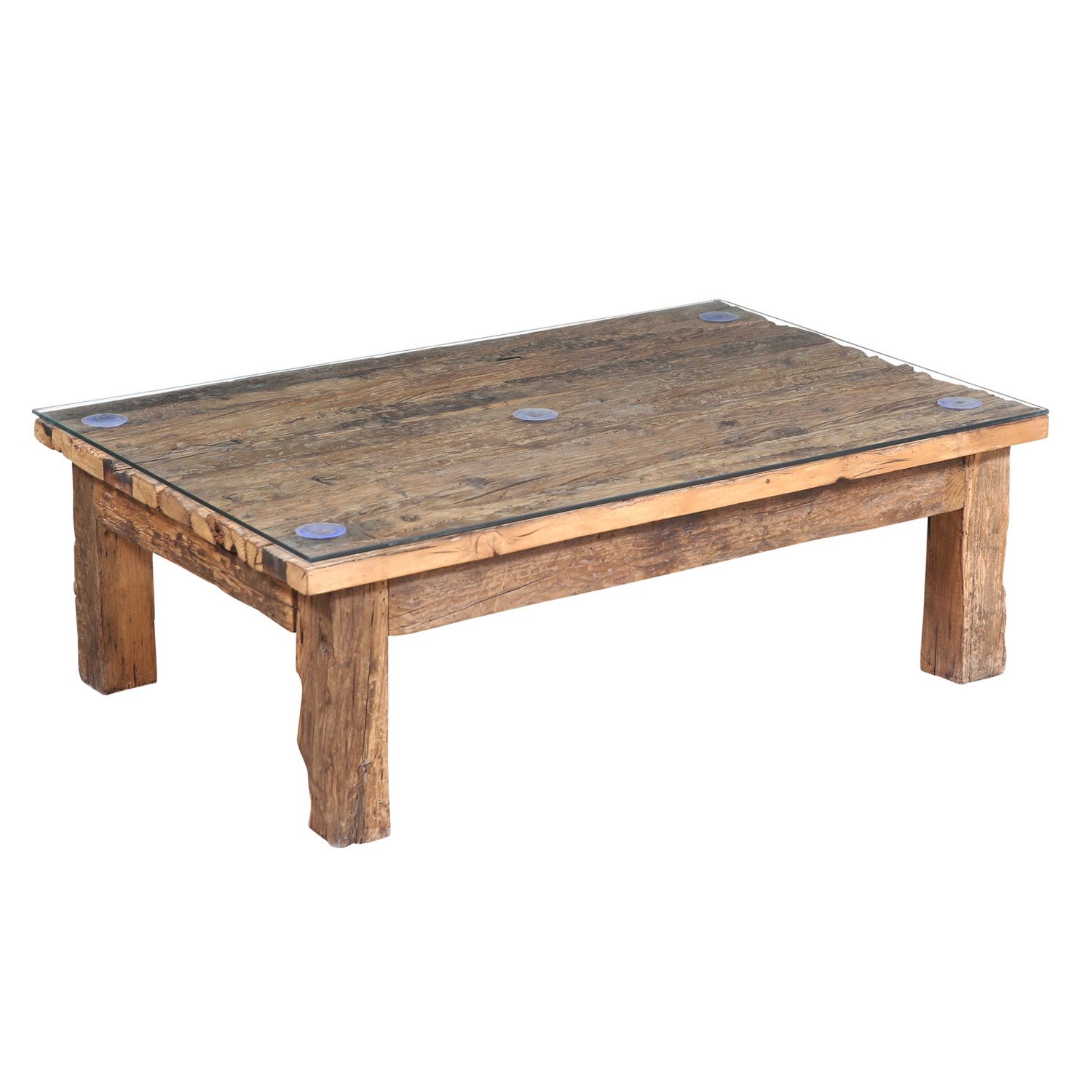 Marrakesch Orient & Mediterran Interior Couchtisch Couchtisch Aafke 120x80 cm Industrial Look mit Glas & Altholz (1-St)