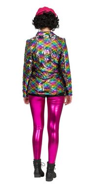 Funny Fashion Kostüm Rainbow Glitzer Pailletten Jacke für Damen - Mehrf