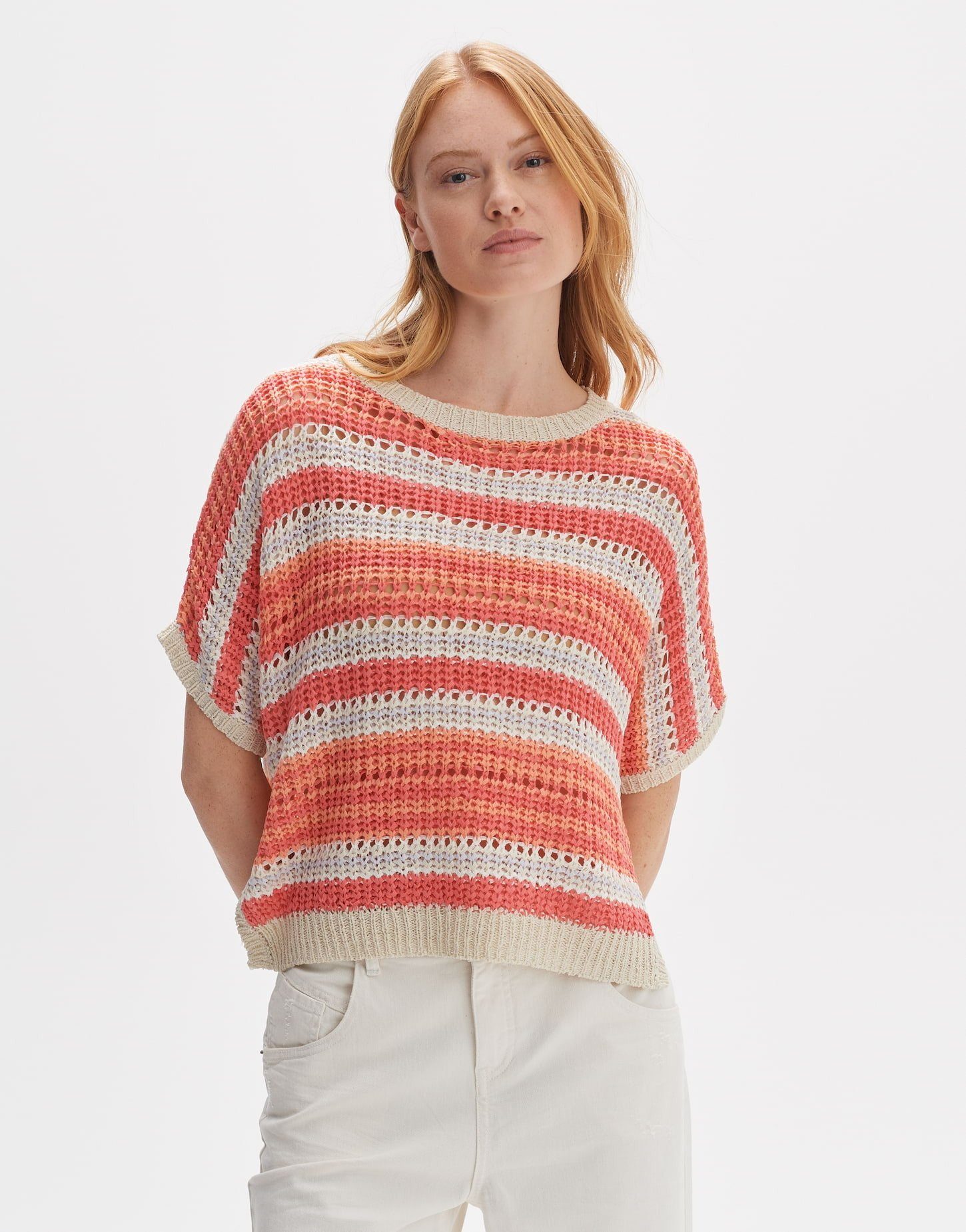 OPUS Strickpullover Punissa oversized Passform Ajourstrick