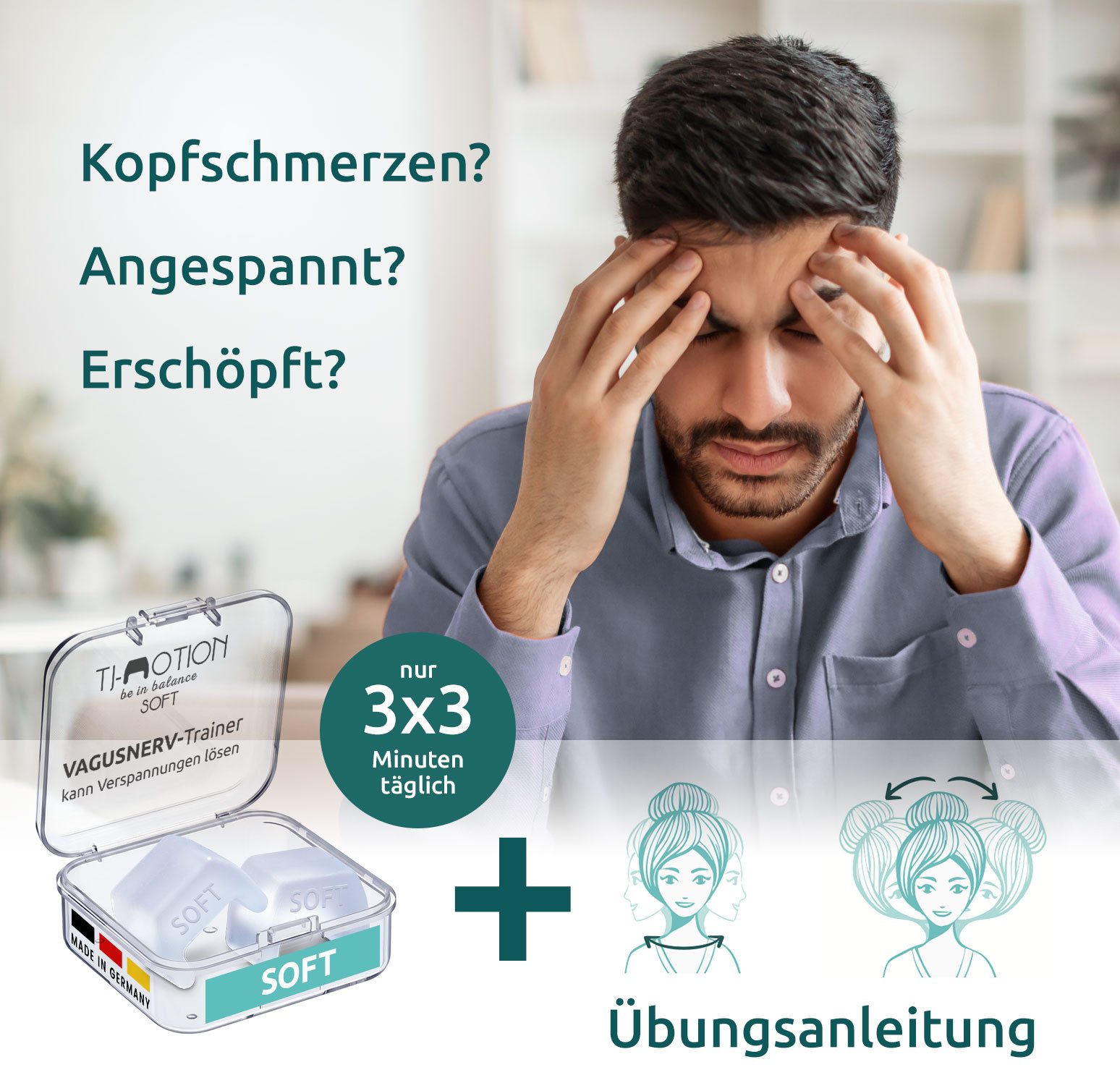 TJ-MOTION be in balance Massagegerät TJ-Motion innovative Lösung von Kiefer-Nacken- Rückenverspannungen