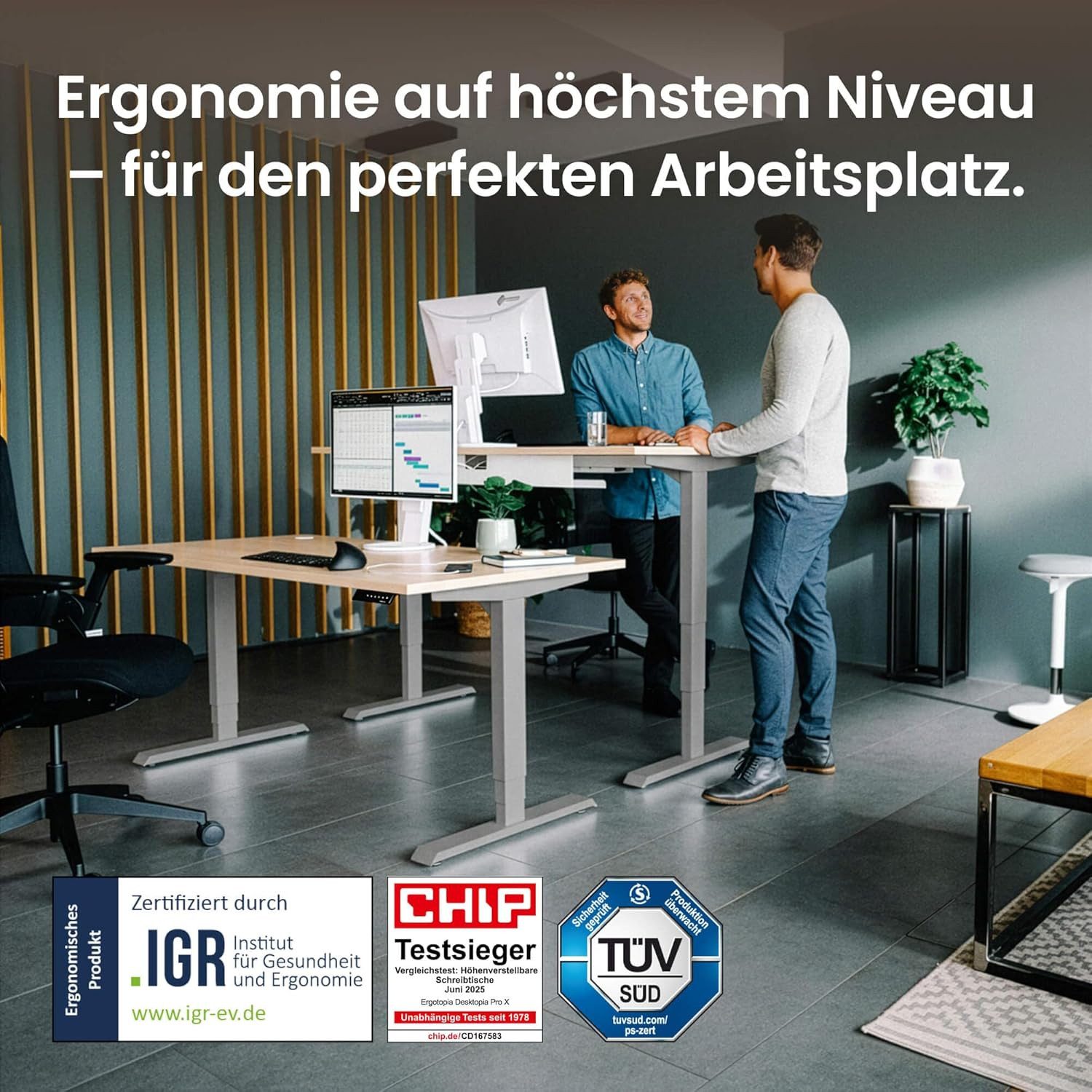 Ergotopia Schreibtisch Ergotopia® Desktopia Pro X Höhenverstellbarer Schreibtisch Gestell, elektrisch verstellbarer Bürotisch inkl. edlem OLED-Display – Bild 2 von 5