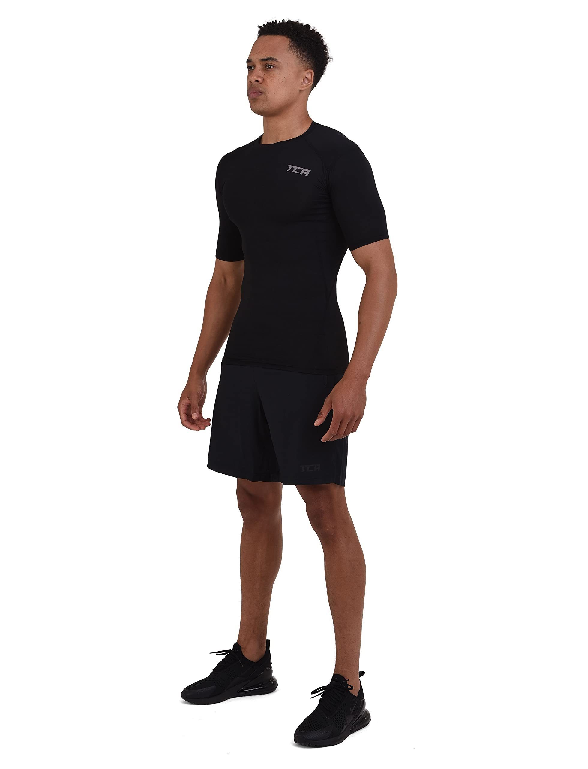 TCA Schwarz Sportshirt, TCA Funktionsunterhemd HyperFusion elastisch - kurzärmlig, Herren