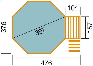 weka Achteckpool Mali 2 (Set, 4-tlg), Durchmesser xH: 397x116 cm, mit Technikraum und Plane