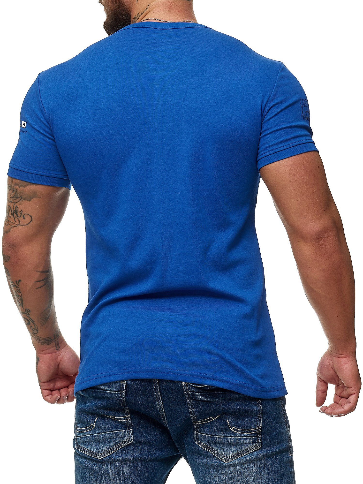 Herren Sweatshirt Blau T Shirt (1-tlg) Royal Shirt Monte Hoodie Kurzarm Longsleeve Code47 T-Shirt Code47