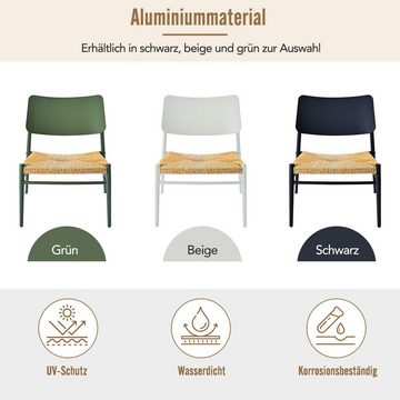 Flieks Balkonset, Rattan Sitzmöbel-Set mit Gartenstühle und Gartentisch aus Aluminium