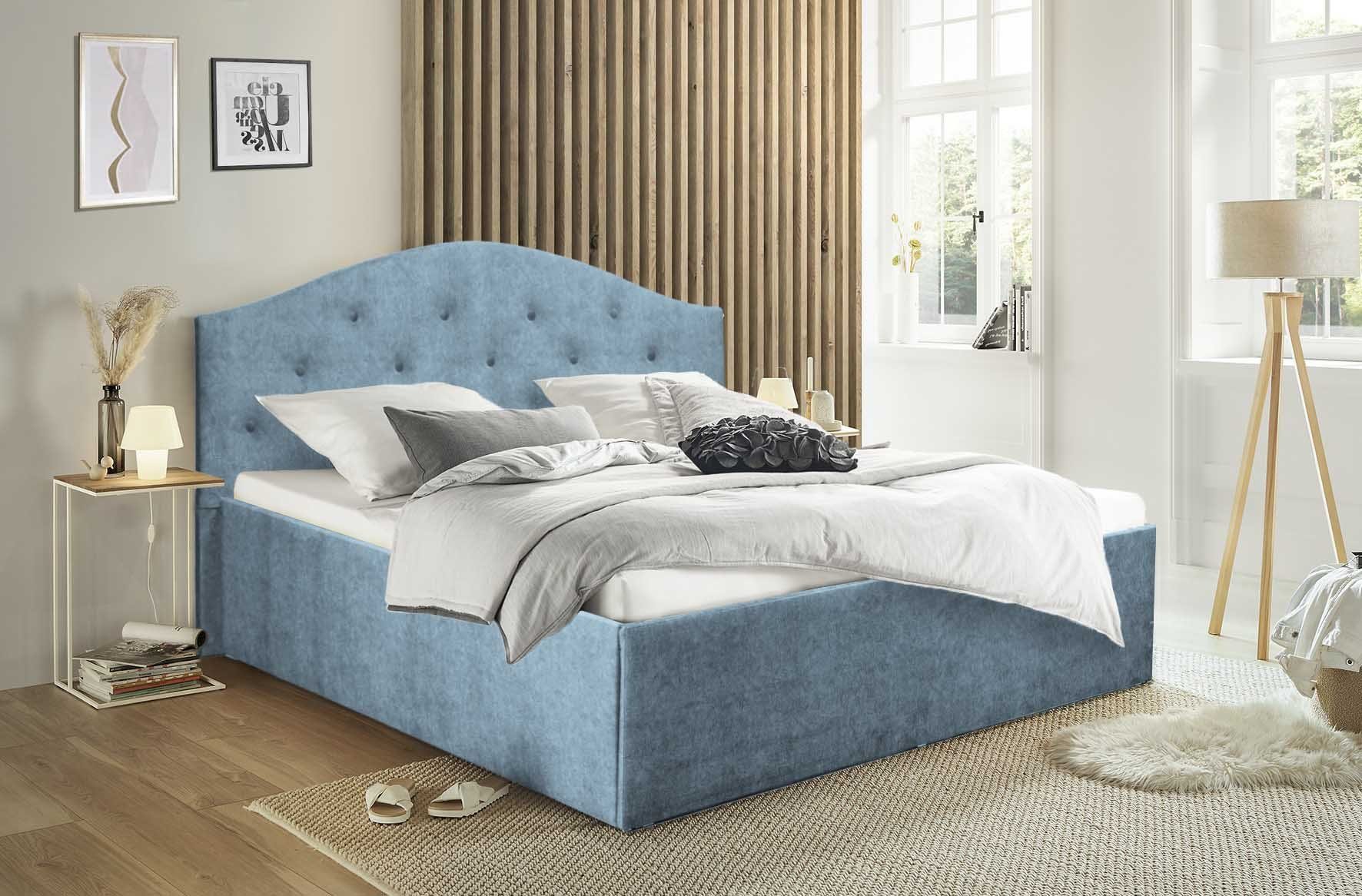 Halmon Schlafkomfort Betten Polsterbett Oslo, Ausführung bei der Lattenrost Matratze erhältlich Blau mit ein ist