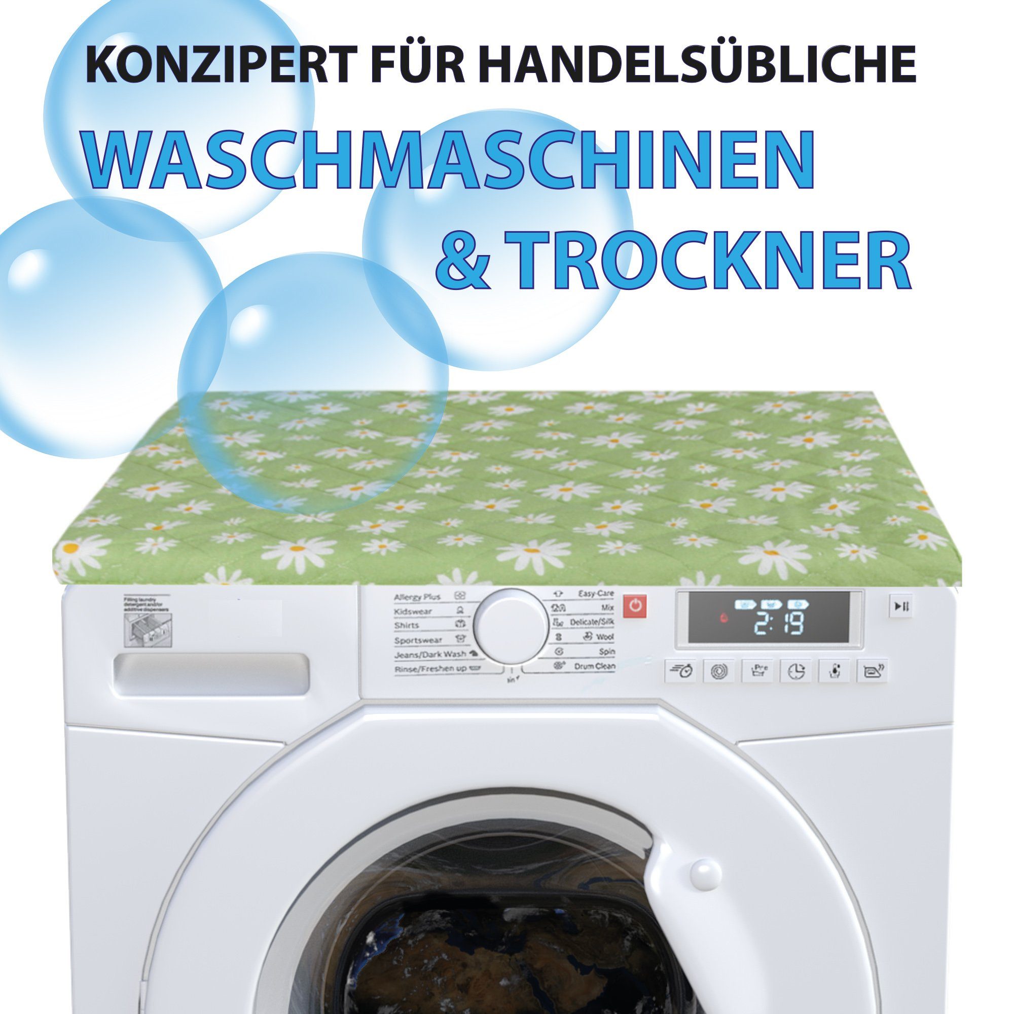 Bestlivings Waschmaschinenbezug 60x60cm aus Baumwolle/Polyester, mit Gummizug, Frottee-Steppung, maschinenwaschbar & trocknergeeignet – Bild 3 von 5