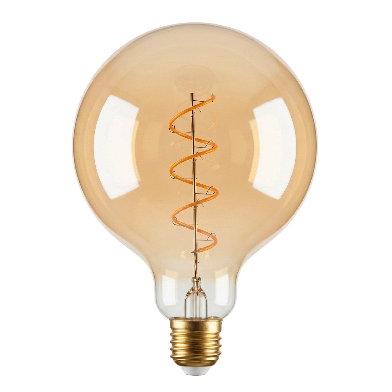 hofstein LED-Leuchtmittel 2er Set Glühbirne Extra Warmweiß dimmbar 6 Watt, E27, 2200 Kelvin, 320 Lumen, Globe Vintage, Filament Spirale, Amber