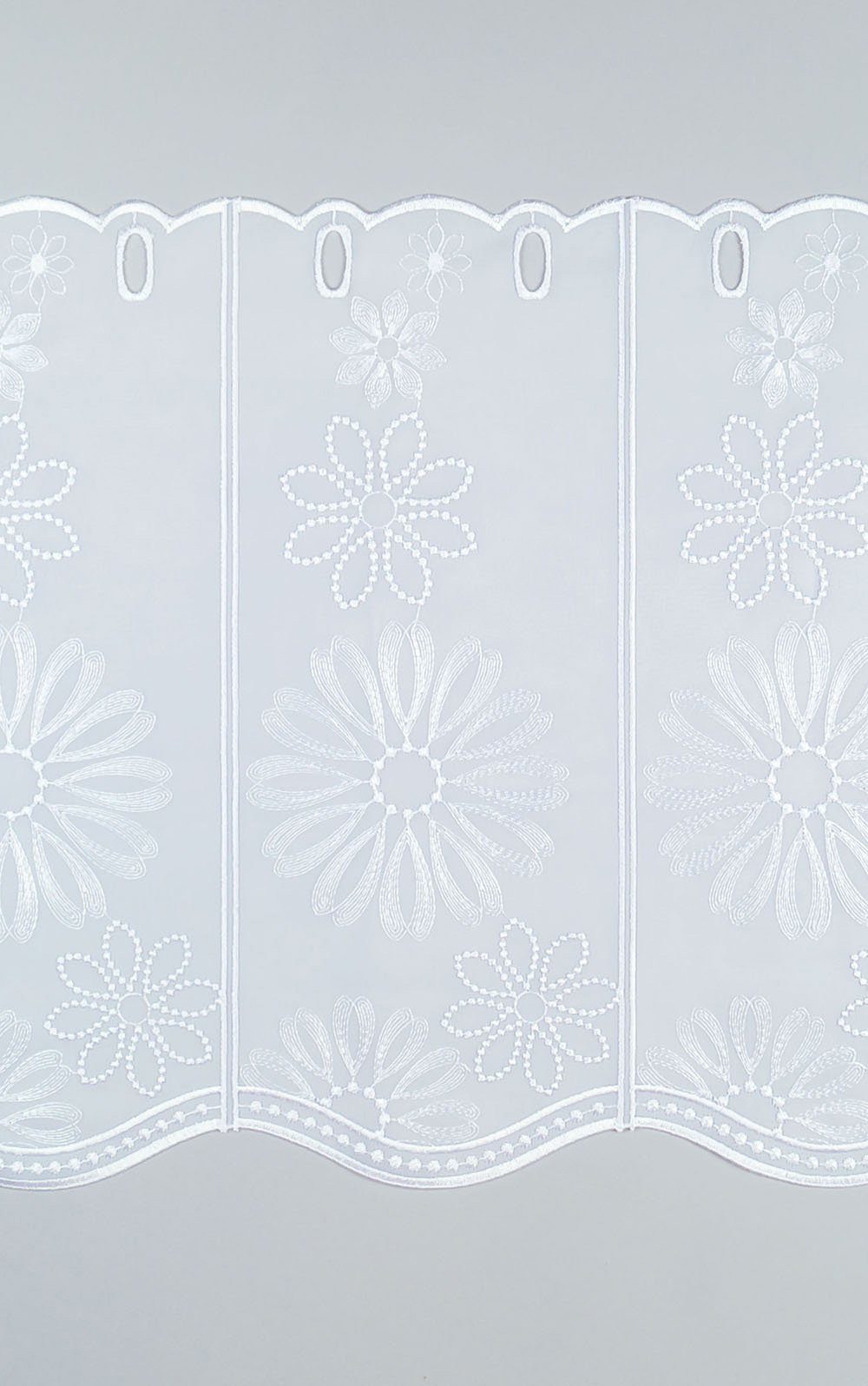 St), (1 HxB 40x48.6cm weiß Scheibengardine Blumenzeit, Plauener transparent, Spitze®,