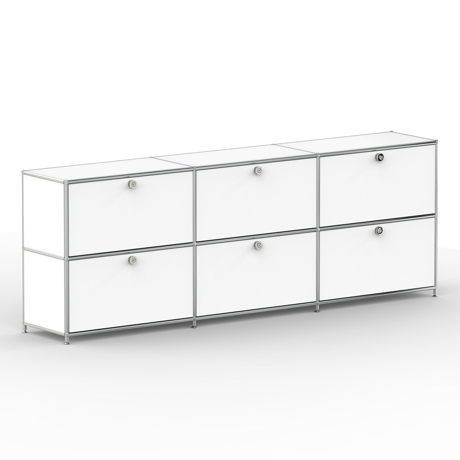 Versee Sideboard Aktenschrank, 6 Schubladen & Schloss, Breite 227 cm (Sideboard für Büro und Home-Office, 1 Sideboard), Robust und langlebig, 50kg belastbar