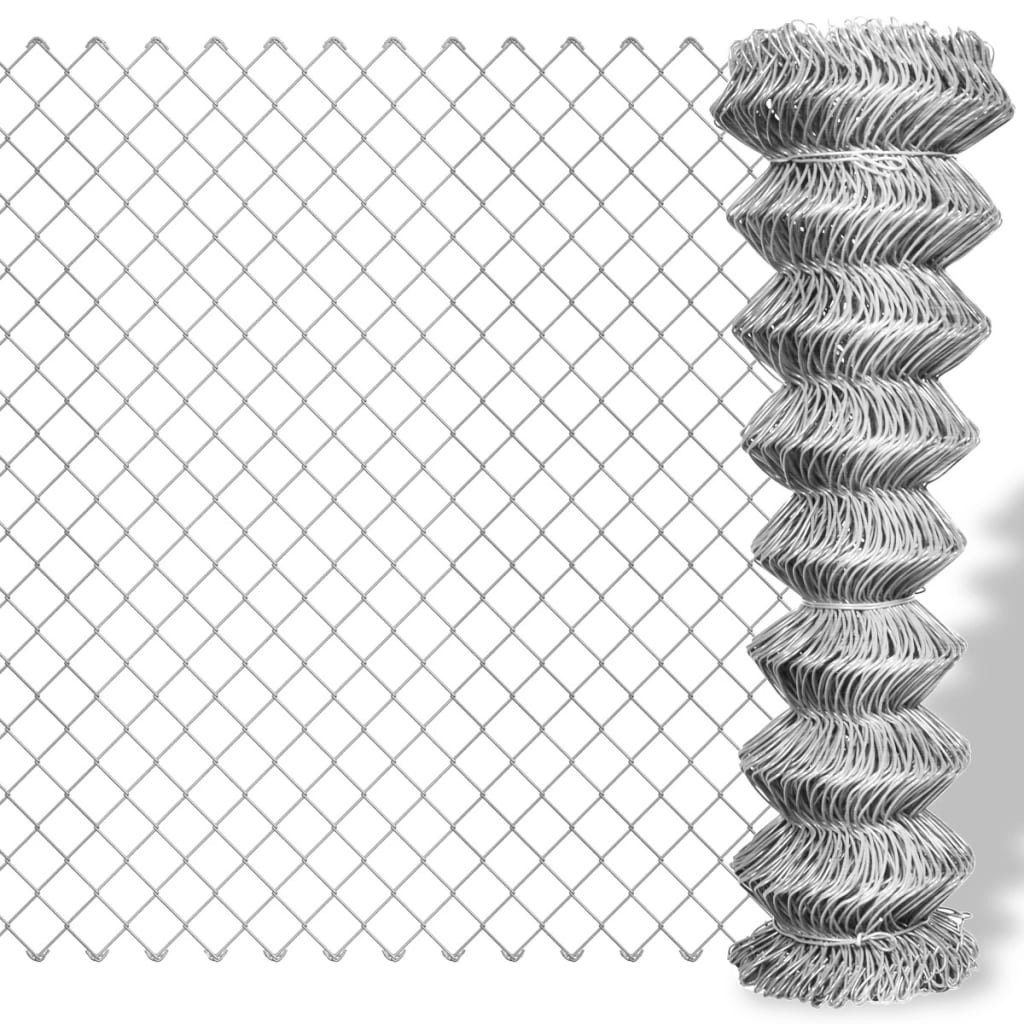 vidaXL Gartenzaun, Maschendrahtzaun Verzinkter Stahl 15x1,5 m Silbern