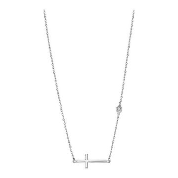 LOTUS SILVER Silberkette Lotus Silver Kreuz Halskette, Damen Kette Kreuz aus 925 Sterling Silber, silber, weiß