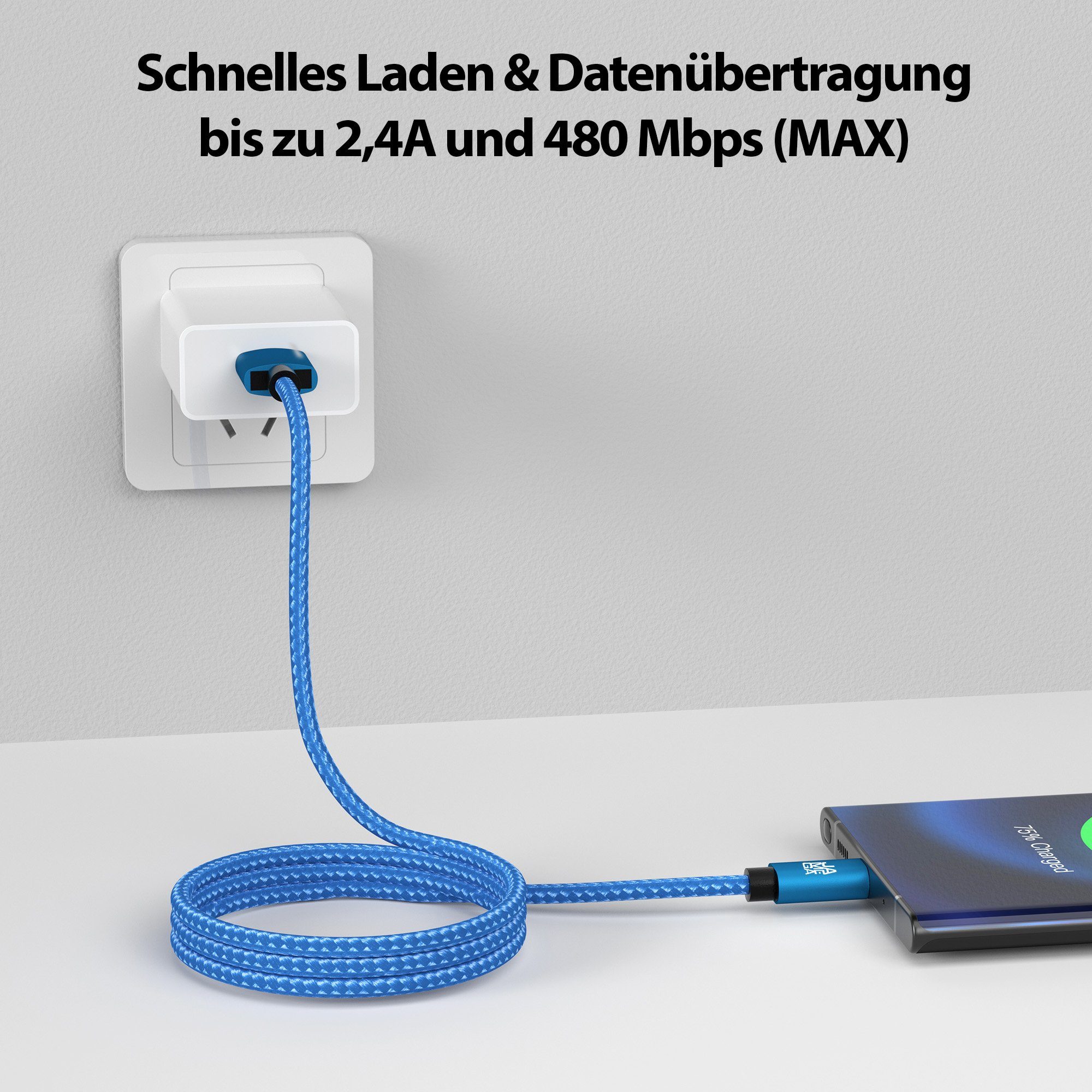 JAMEGA USB-C Datenkabel Ladekabel für Samsung Apple iPhone Huawei Xiaomi uvm. USB-Kabel, (50 cm)