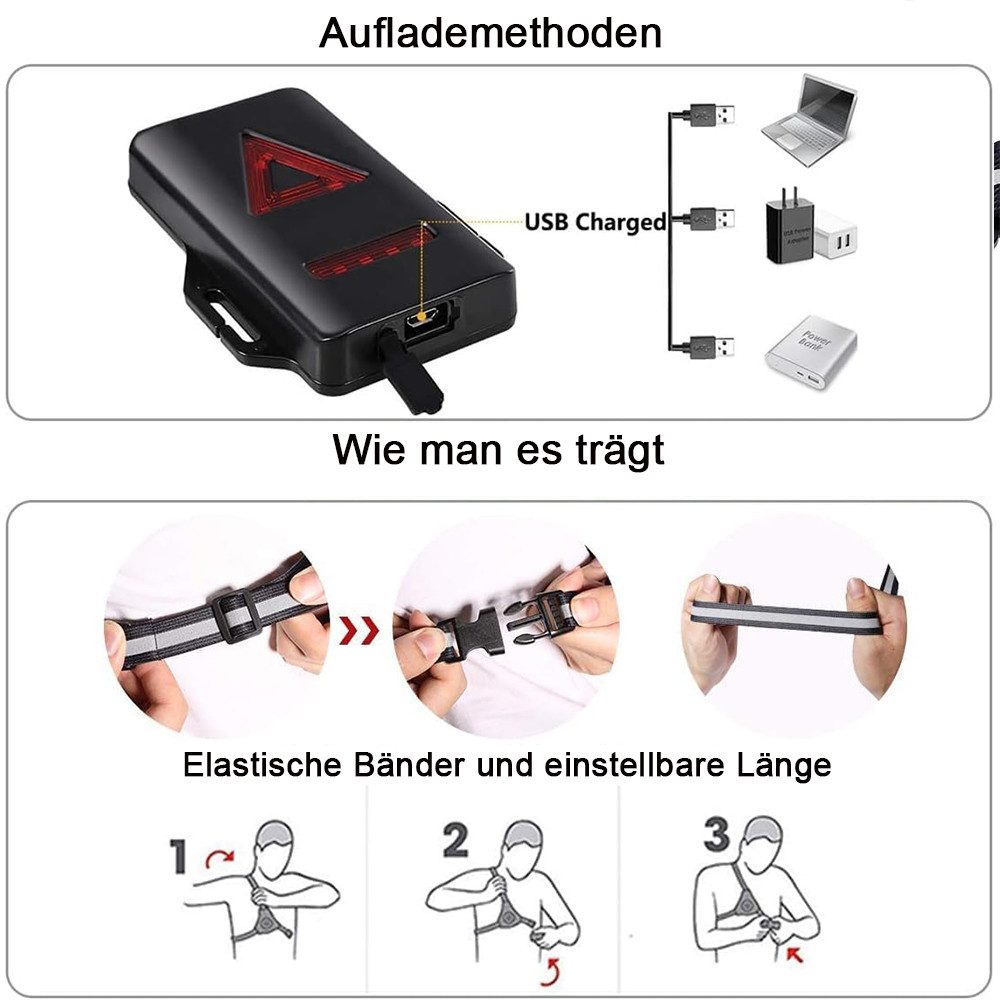 USB Lauflicht Mit Reflektoren - Wiederaufladbare Brustlampe Für Jogger