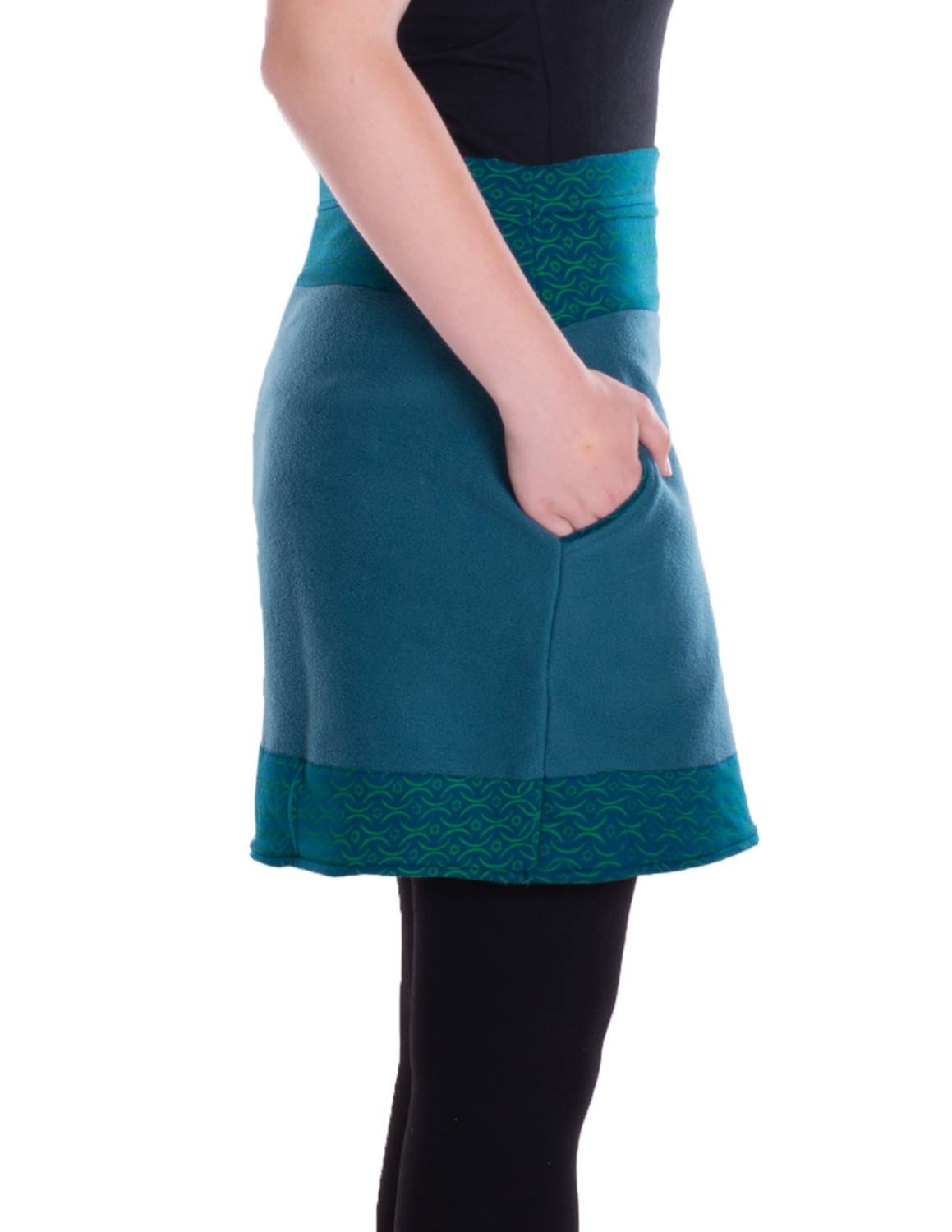 Vishes A-Linien-Rock Thermorock warmer Damen Winterrock kurz Taschenrock aus ECO-Fleece Hippie, Retro, Style, Alternative Bekleidung – Bild 3 von 4