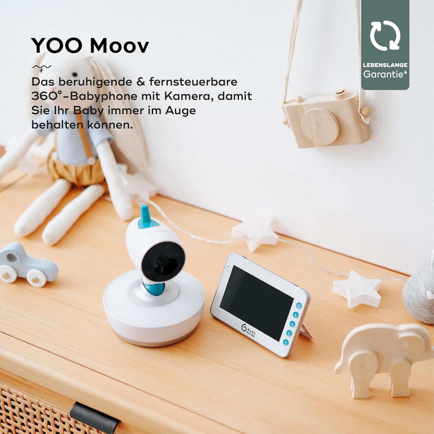 BABYMOOV Video-Babyphone Babymoov Babyphone YOO-Moov 360° Kamera Fernsteuerung 4,3" Bildschirm