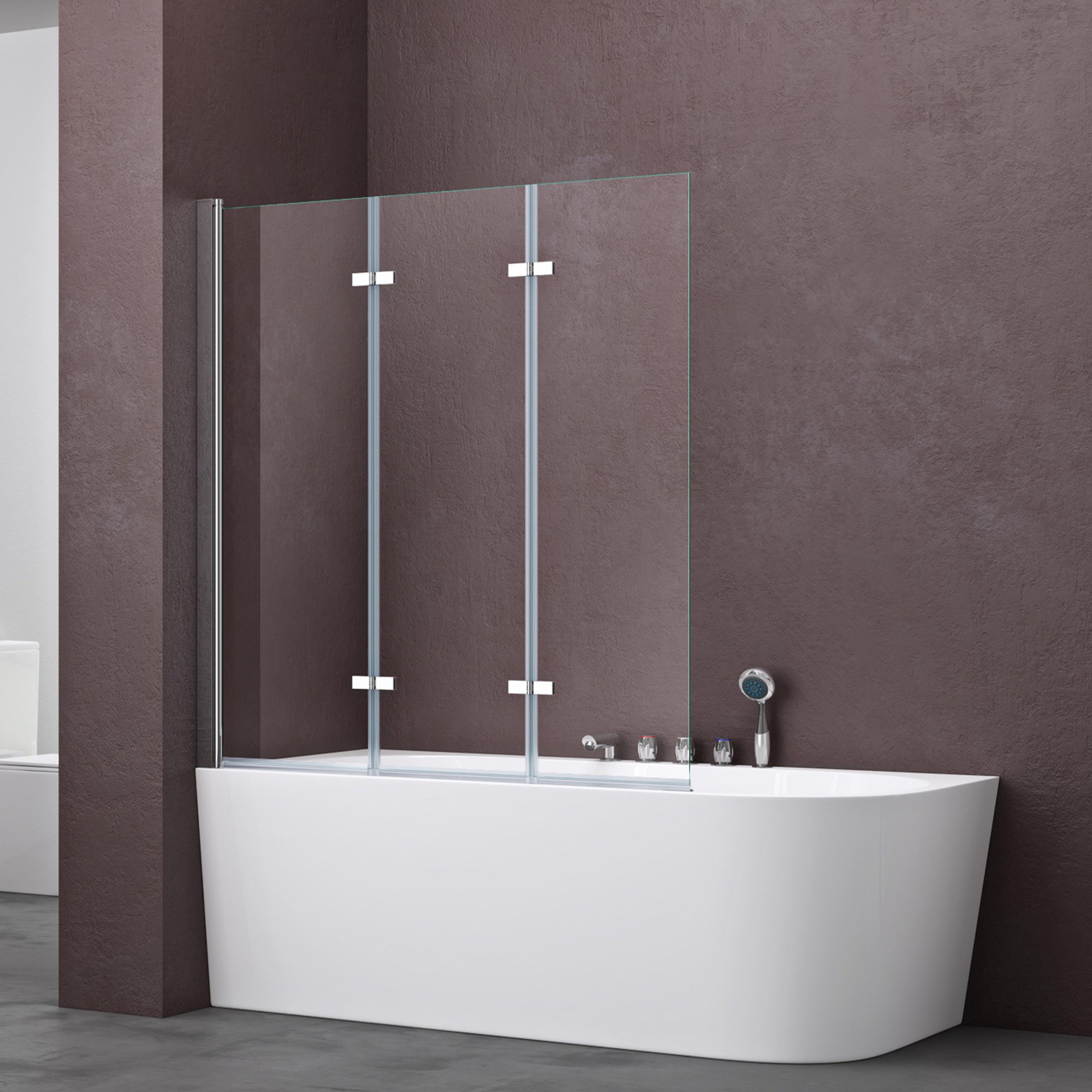 doporro Duschwand Badewannenaufsatz Duschwand badewanne inkl. Nano-Versiegelung 6mm ESG, 6mm Einscheibensicherheitsglas, Selbstreinigende Nano-Beschichtung