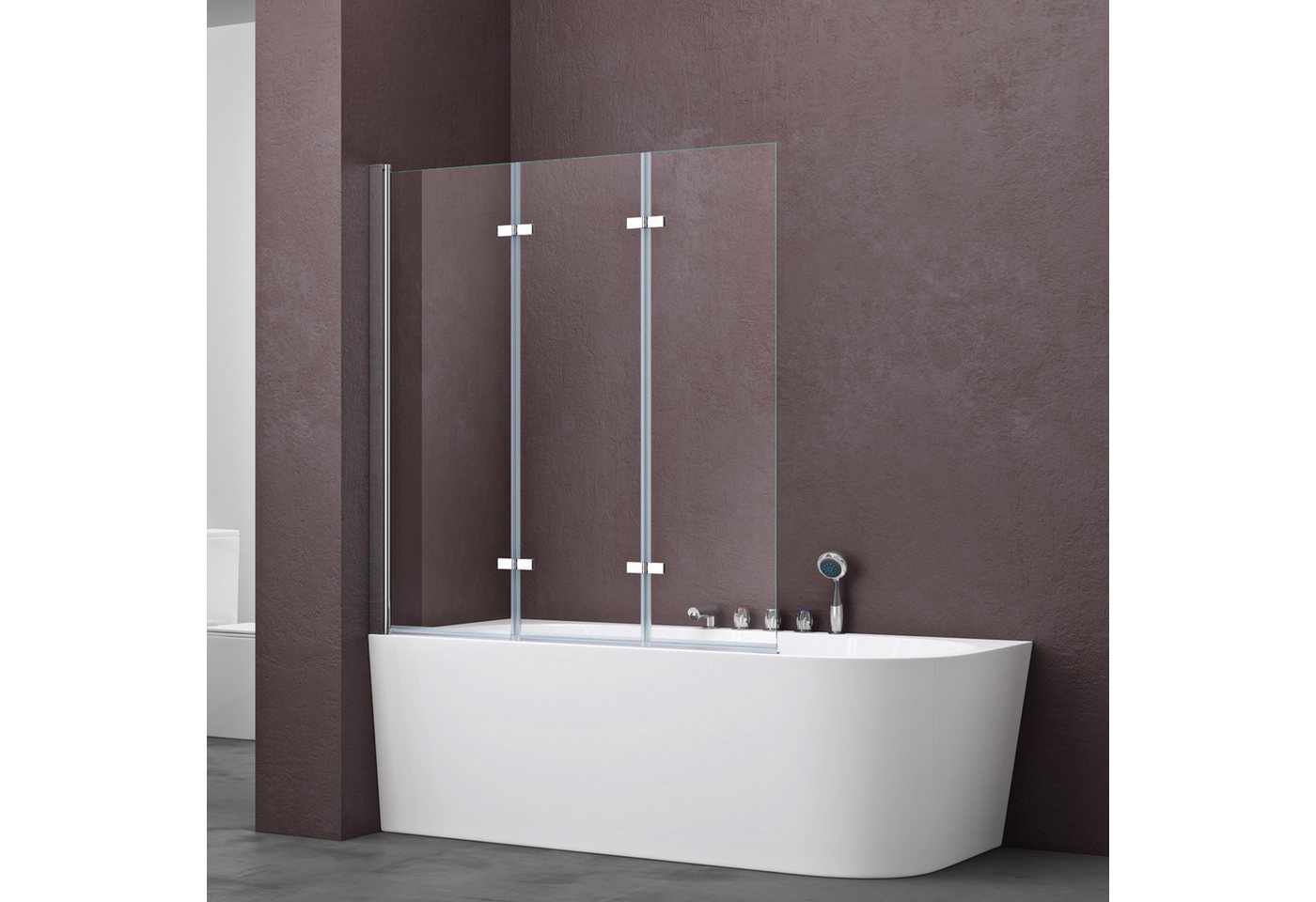 doporro Duschwand Badewannenaufsatz Duschwand badewanne inkl. Nano-Versiegelung 6mm ESG, 6mm Einscheibensicherheitsglas, Selbstreinigende Nano-Beschichtung