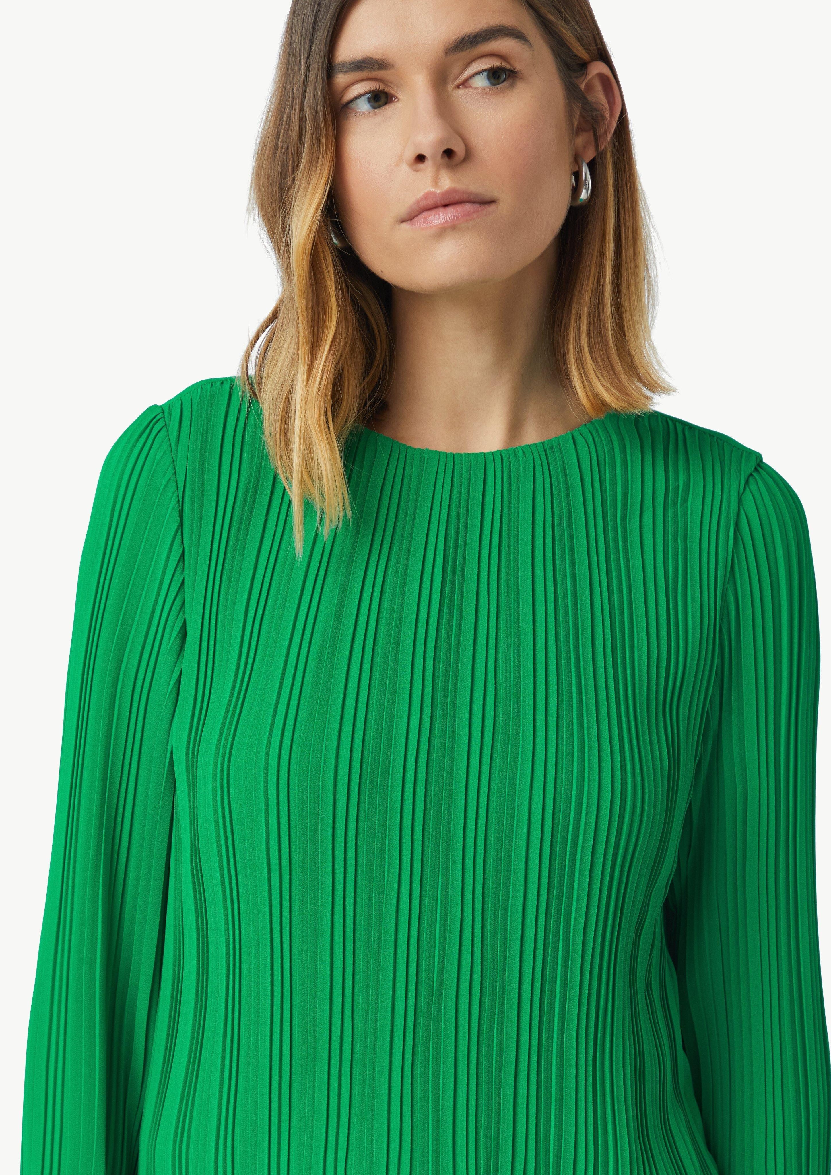 Comma Langarmbluse Plissierte Chiffonbluse mit Rundhalsausschnitt günstig online kaufen